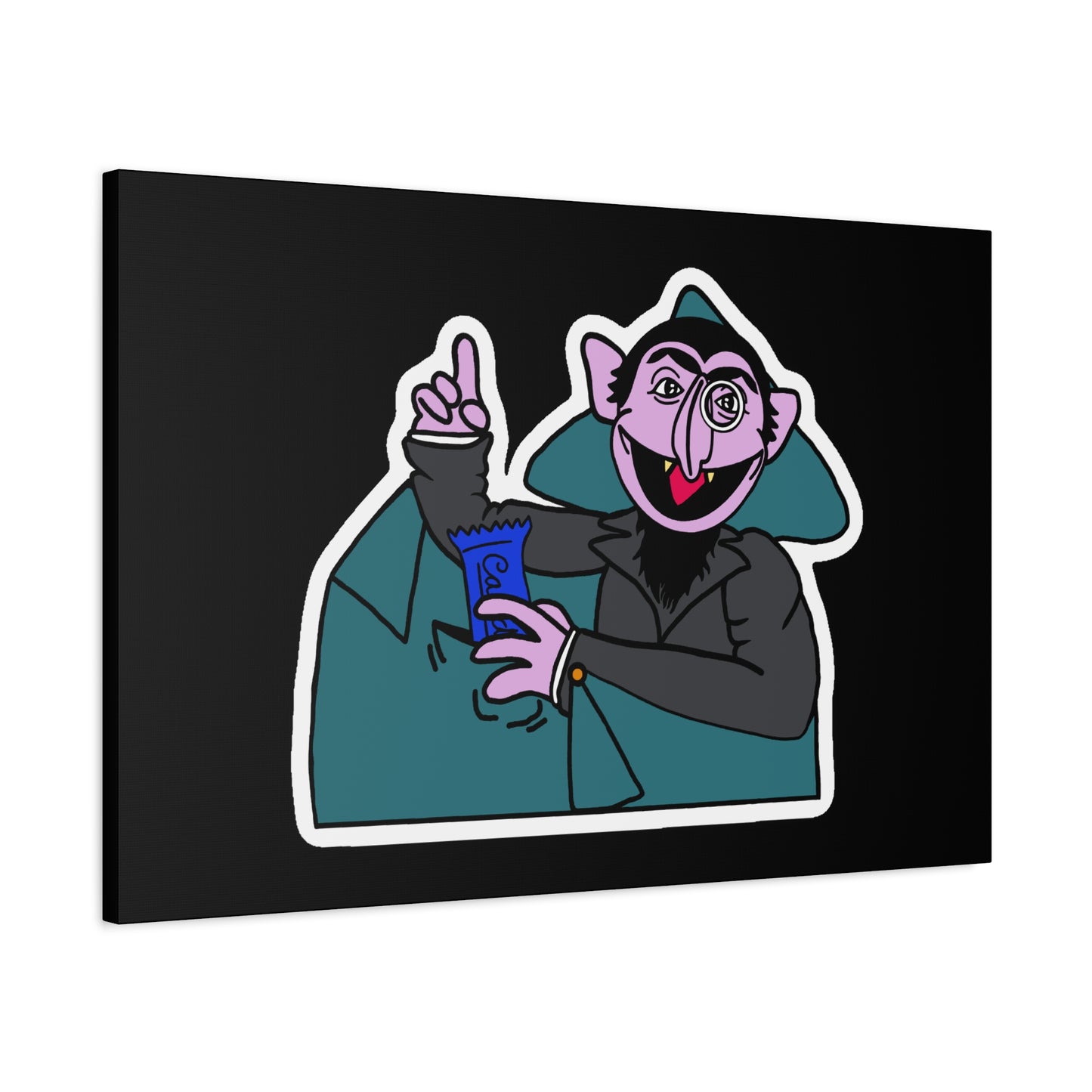 The Count Stealing Candy Canvas Print Black - Sesame Street The Count Parody Art