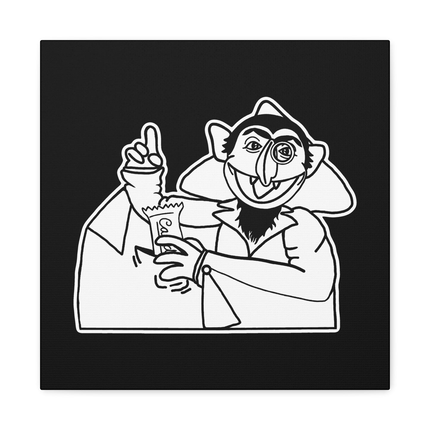The Count Stealing Candy Outline Canvas Print Black - Sesame Street The Count Parody Canvas Art