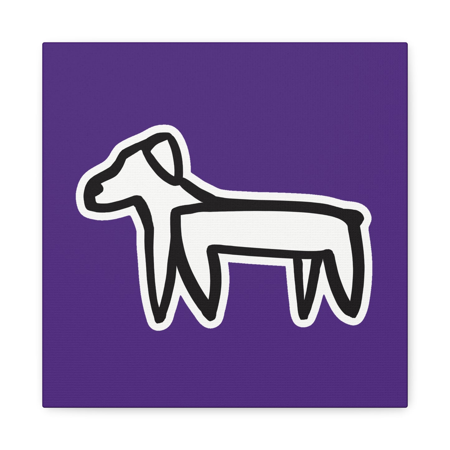 Dog Canvas Print on Purple (Sticker Style White Dog) - Dog Art Print