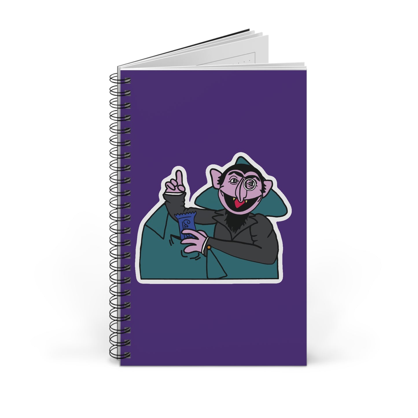 The Count Stealing Candy Notebook Purple - Sesame Street The Count Parody Spiral Notebook