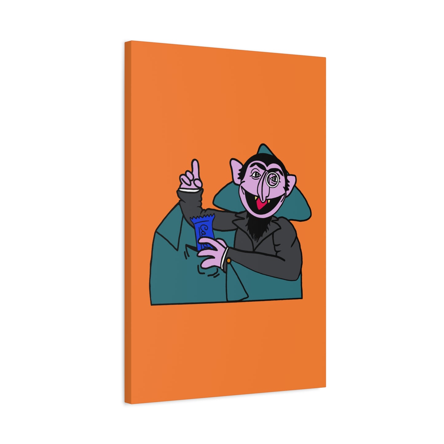 The Count Stealing Candy Canvas Print Orange - Sesame Street The Count Parody Art