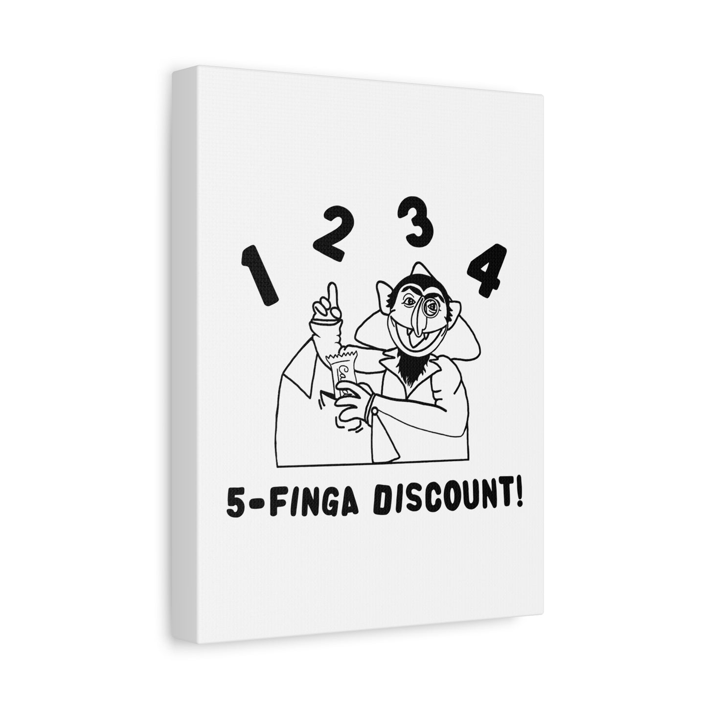 Five Finger Discount Outline Canvas Print White - Sesame Street The Count Parody Art Print
