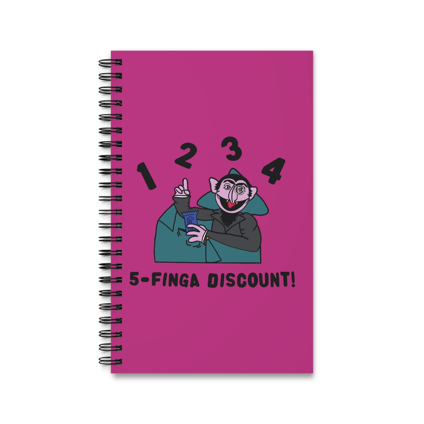 Five Finger Discount Notebook Pink - Sesame Street The Count Parody Notebook