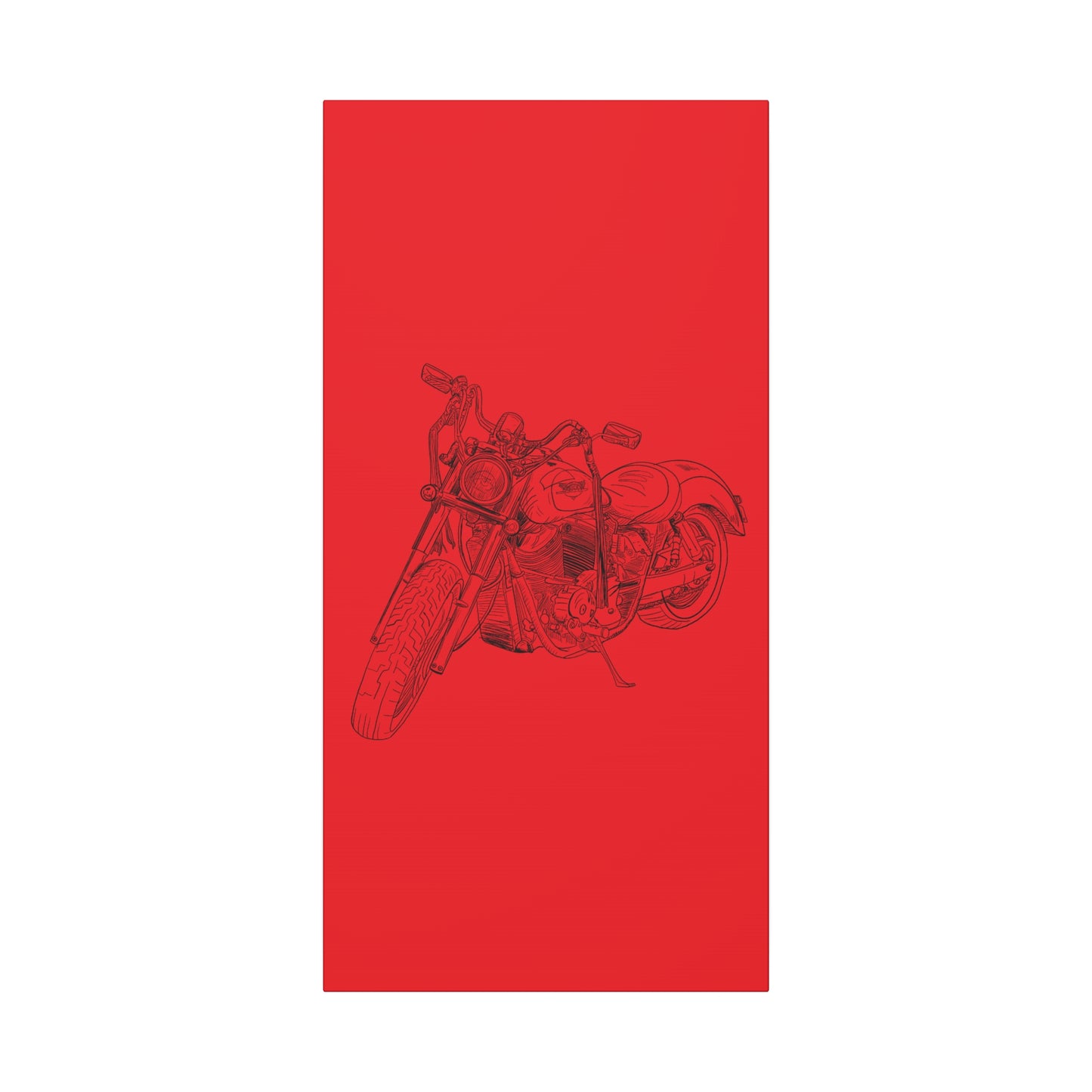 Ride Me Harley Motorcycle Sketch Canvas Print - Black Ink on Red Background