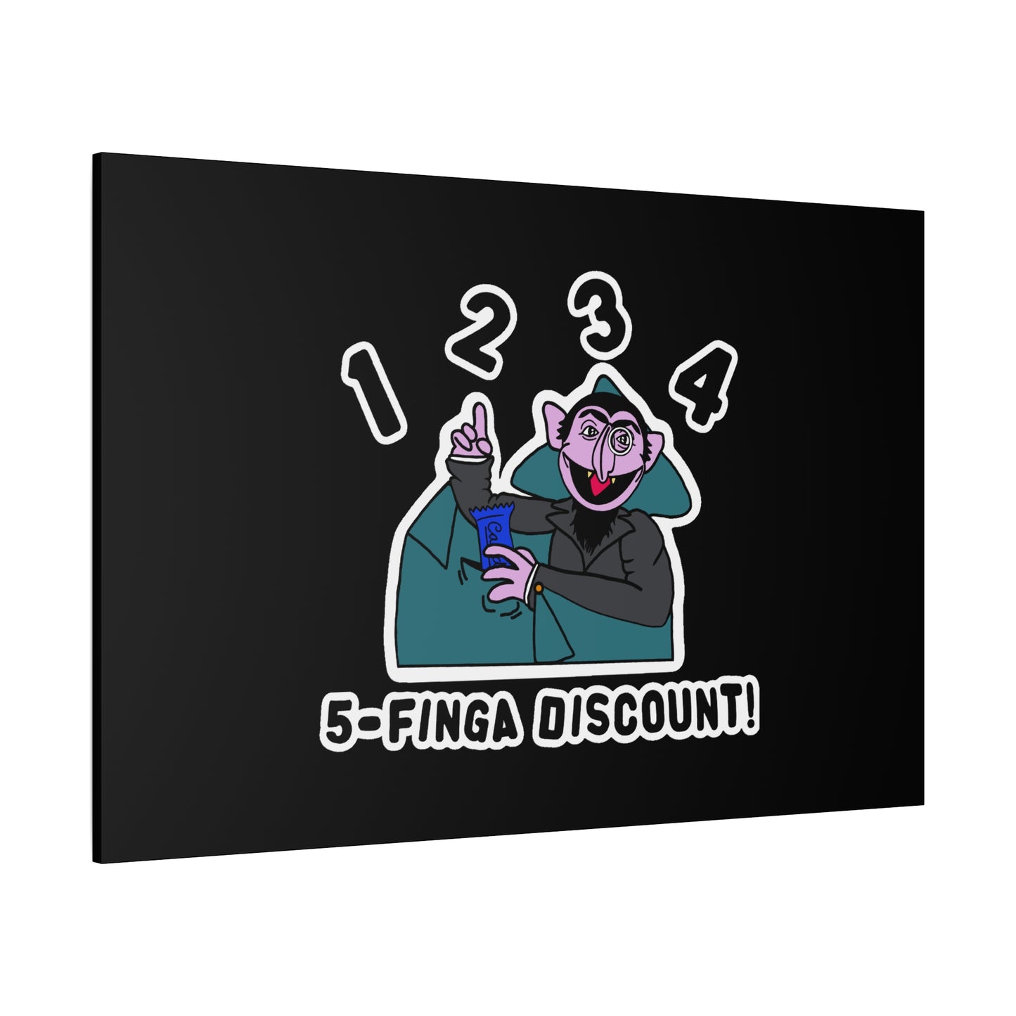 Five Finger Discount Canvas Print Black - Sesame Street The Count Parody Art Print