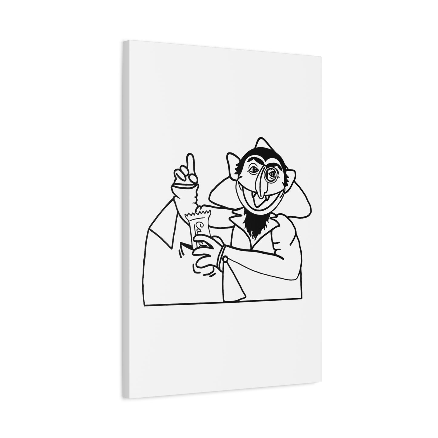 The Count Stealing Candy Outline Canvas Print White - Sesame Street The Count Parody Art