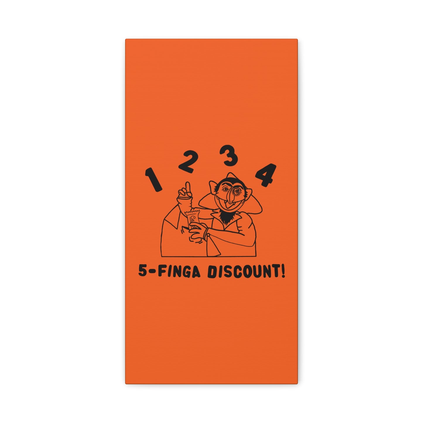 Five Finger Discount Outline Canvas Print Orange - Sesame Street The Count Parody Art Print