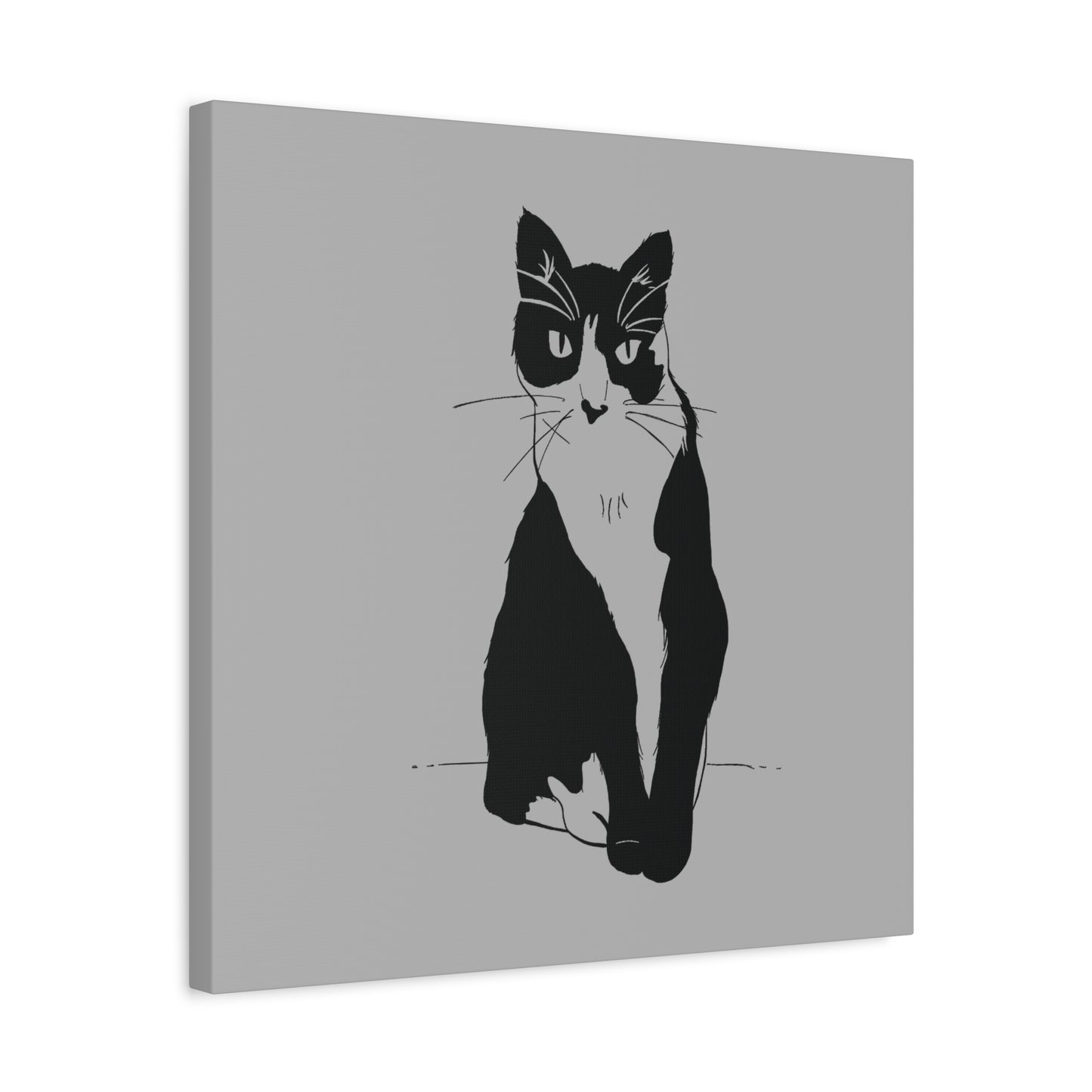 Cat Canvas Print on Grey (Transparent Style Cat) - Cat Drawing Art