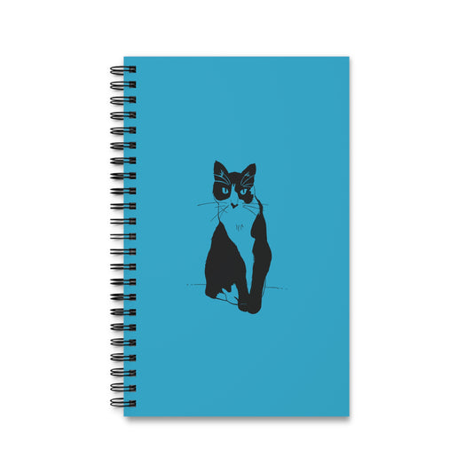 Cat Notebook in Turquoise (Transparent Style Cat) - Cat Spiral Notebook