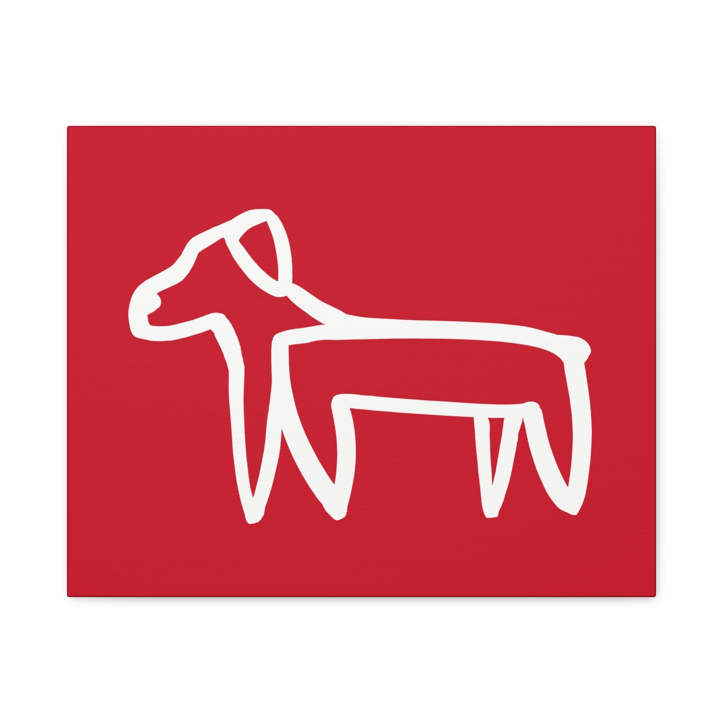Dog Canvas Print on Red (Transparent Style White Dog) - Dog Art Print