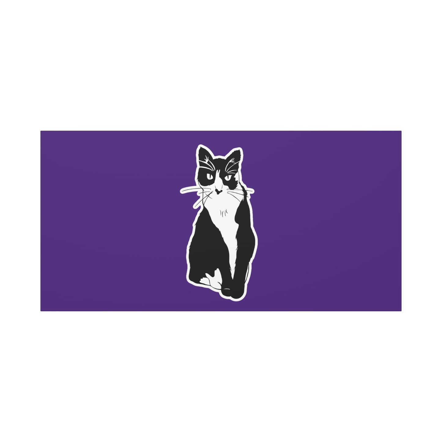 Cat Canvas Print on Purple (Sticker Style Cat) - Cat Drawing Art