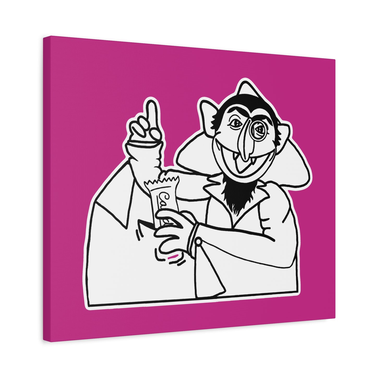 The Count Stealing Candy Outline Canvas Print Pink - Sesame Street The Count Parody Art