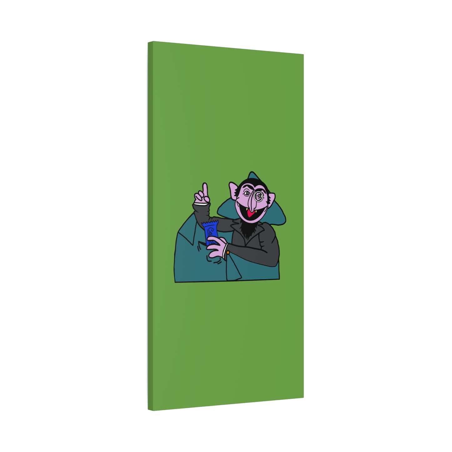 The Count Stealing Candy Canvas Print Green - Sesame Street The Count Parody Art