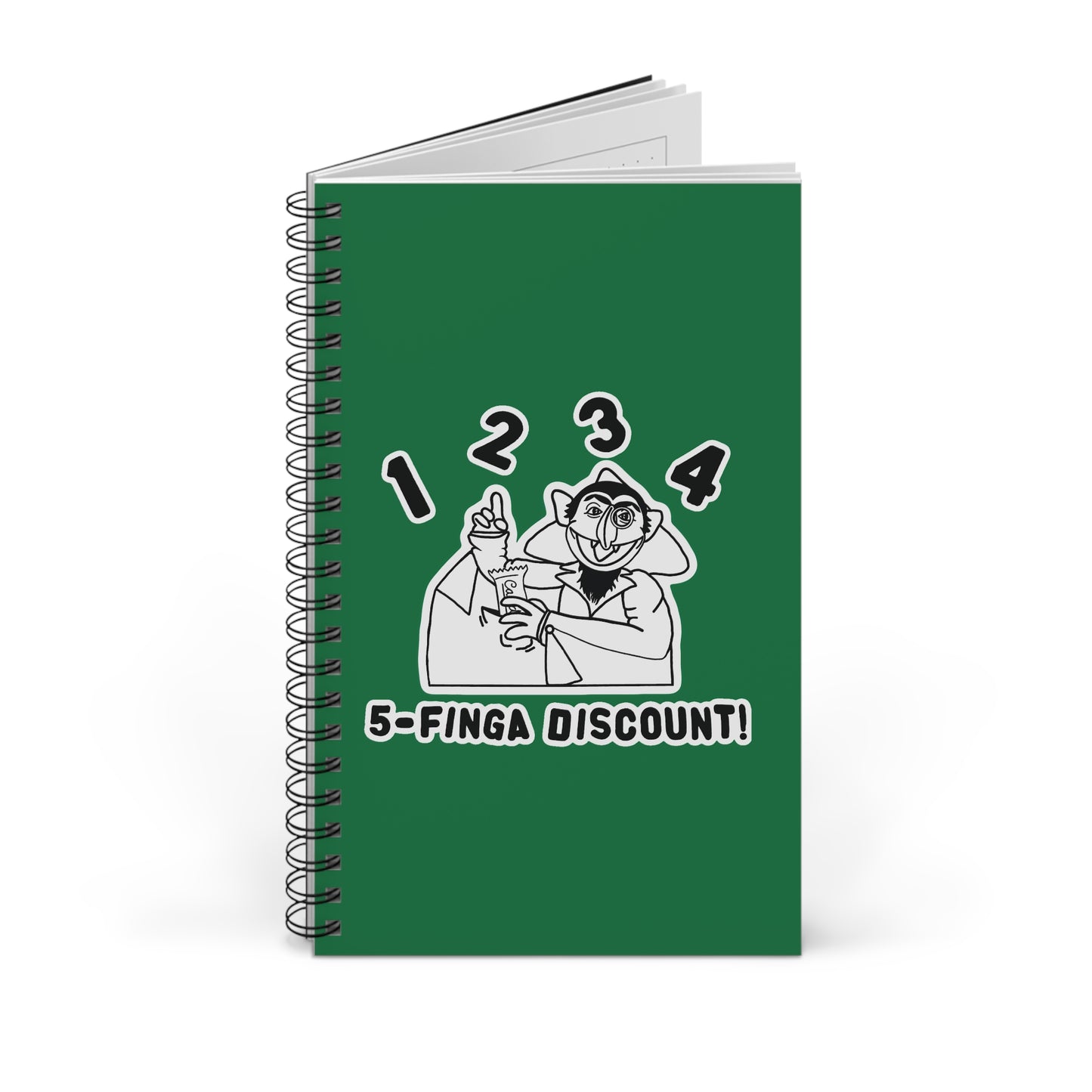 Five Finger Discount Outline Notebook Dark Green - Sesame Street The Count Parody Spiral Notebook