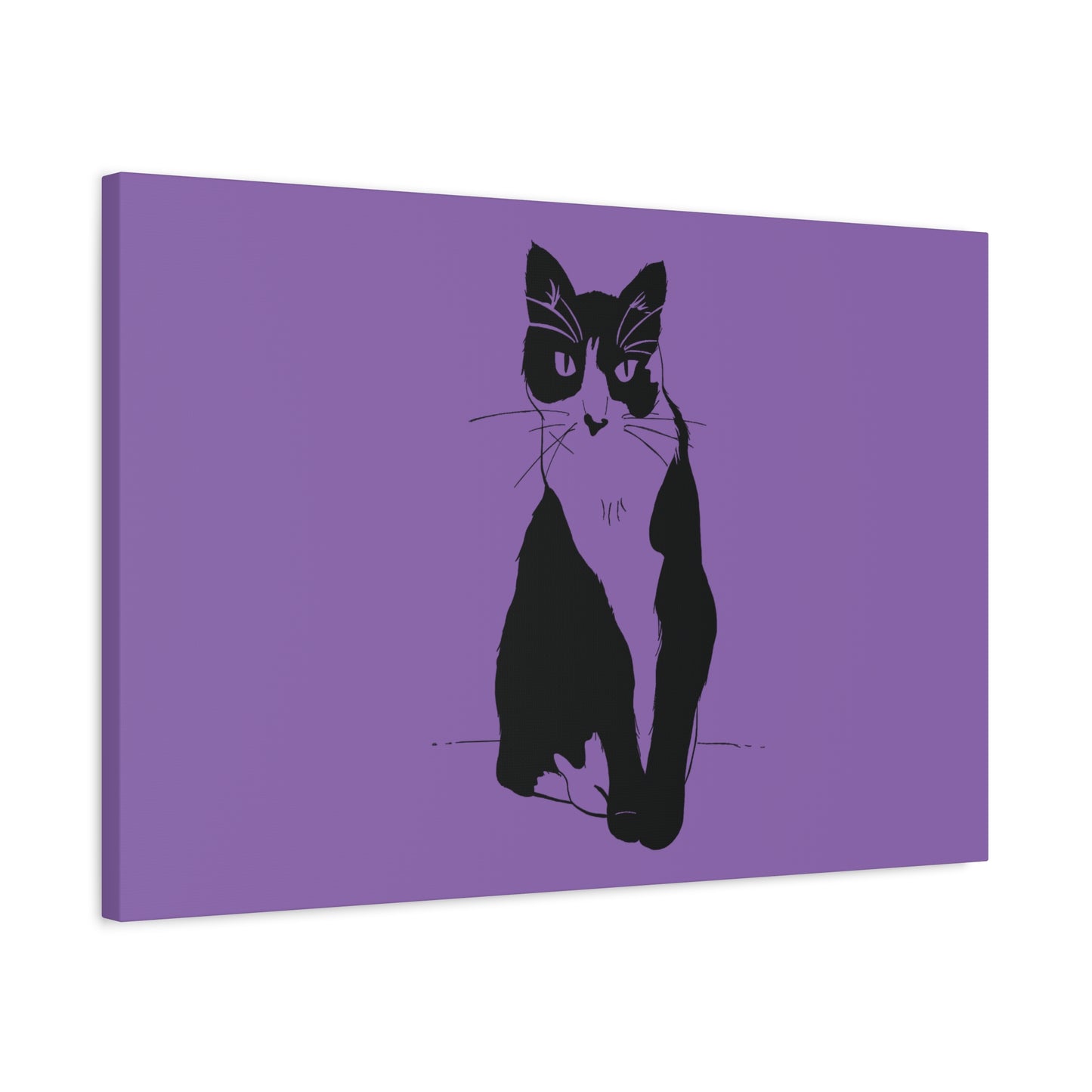 Cat Canvas Print on Purple (Transparent Style Cat) - Cat Drawing Art