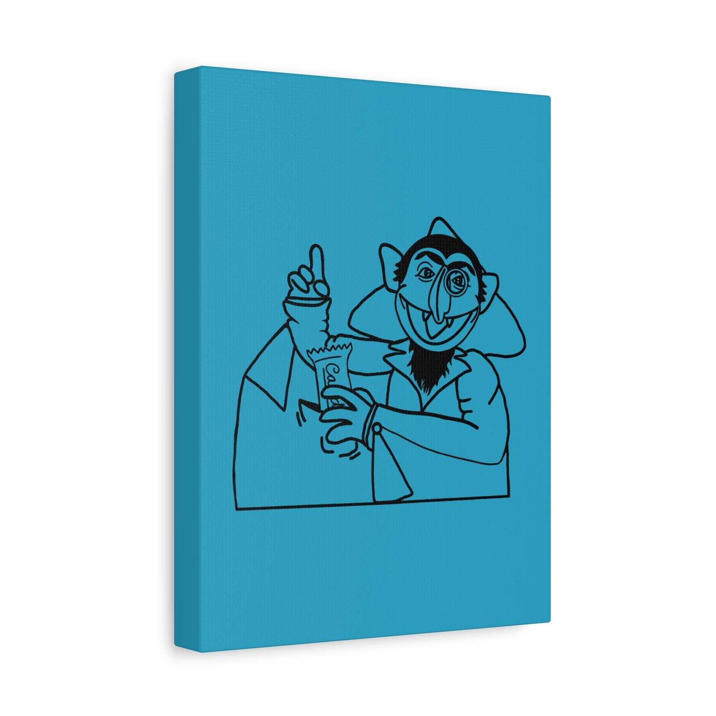 The Count Stealing Candy Outline Canvas Print Turquoise - Sesame Street The Count Art Print