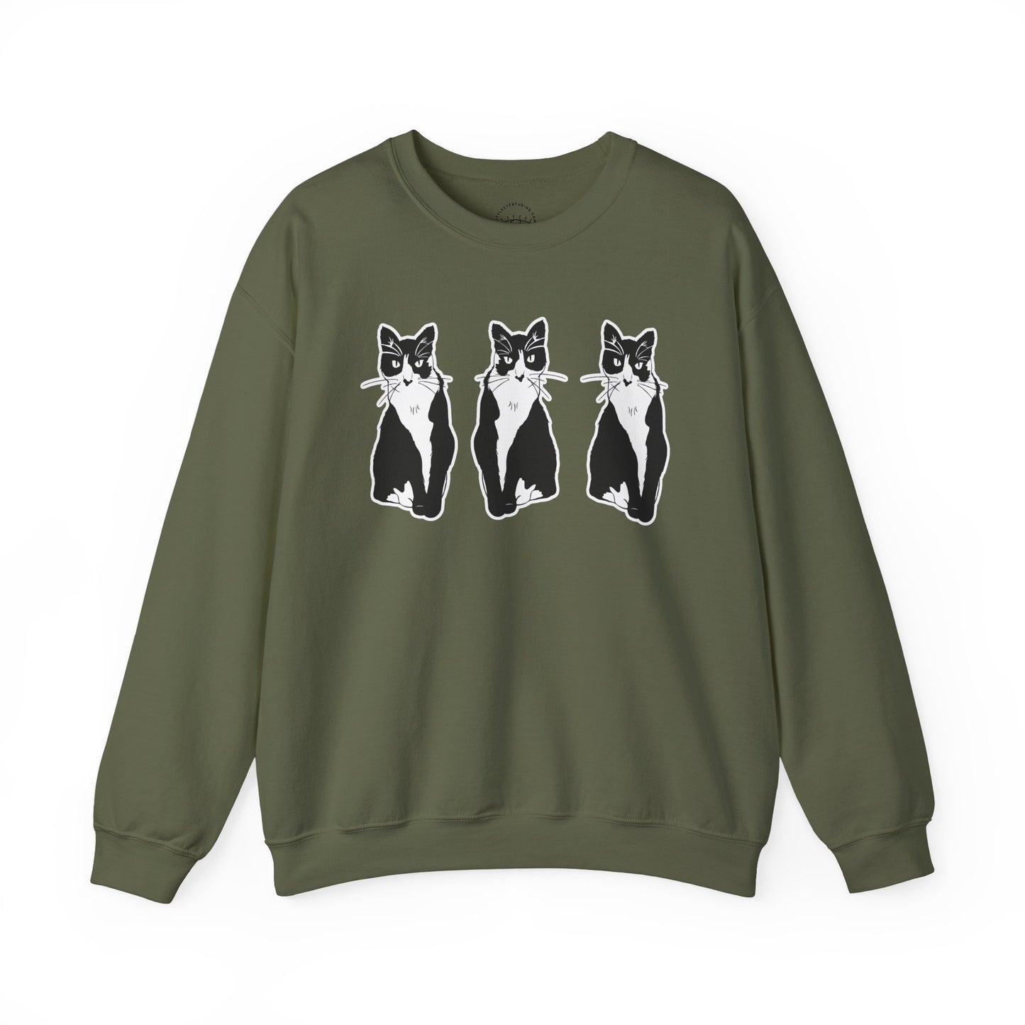 Cat x3 Sweatshirt (Sticker Style Cat) - Cat Drawing Sweatshirt