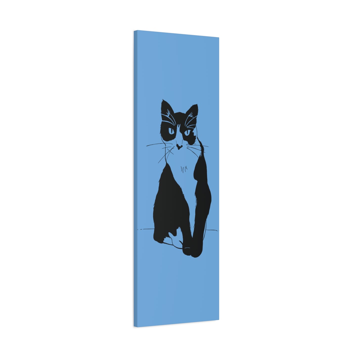 Cat Canvas Print on Light Blue (Transparent Style Cat) - Cat Drawing Art