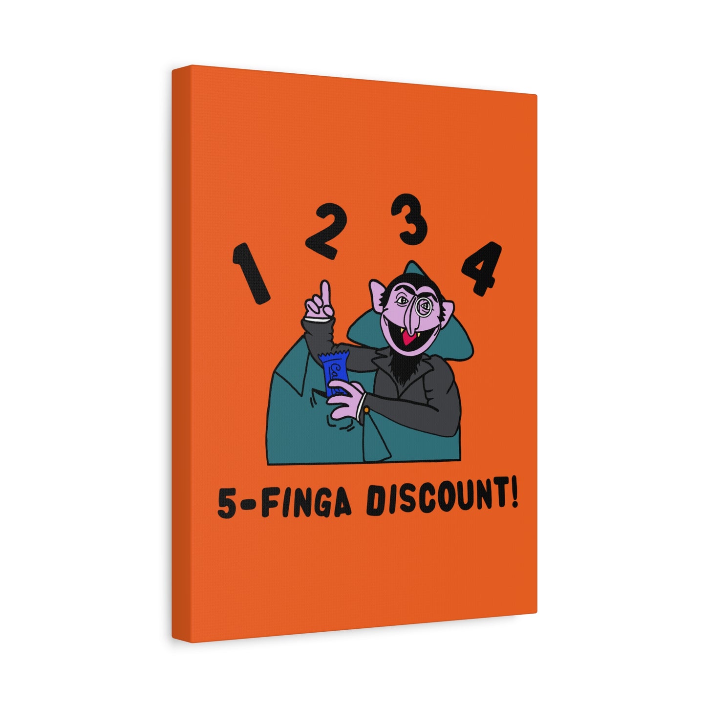 Five Finger Discount Canvas Print Orange - Sesame Street The Count Parody Art Print