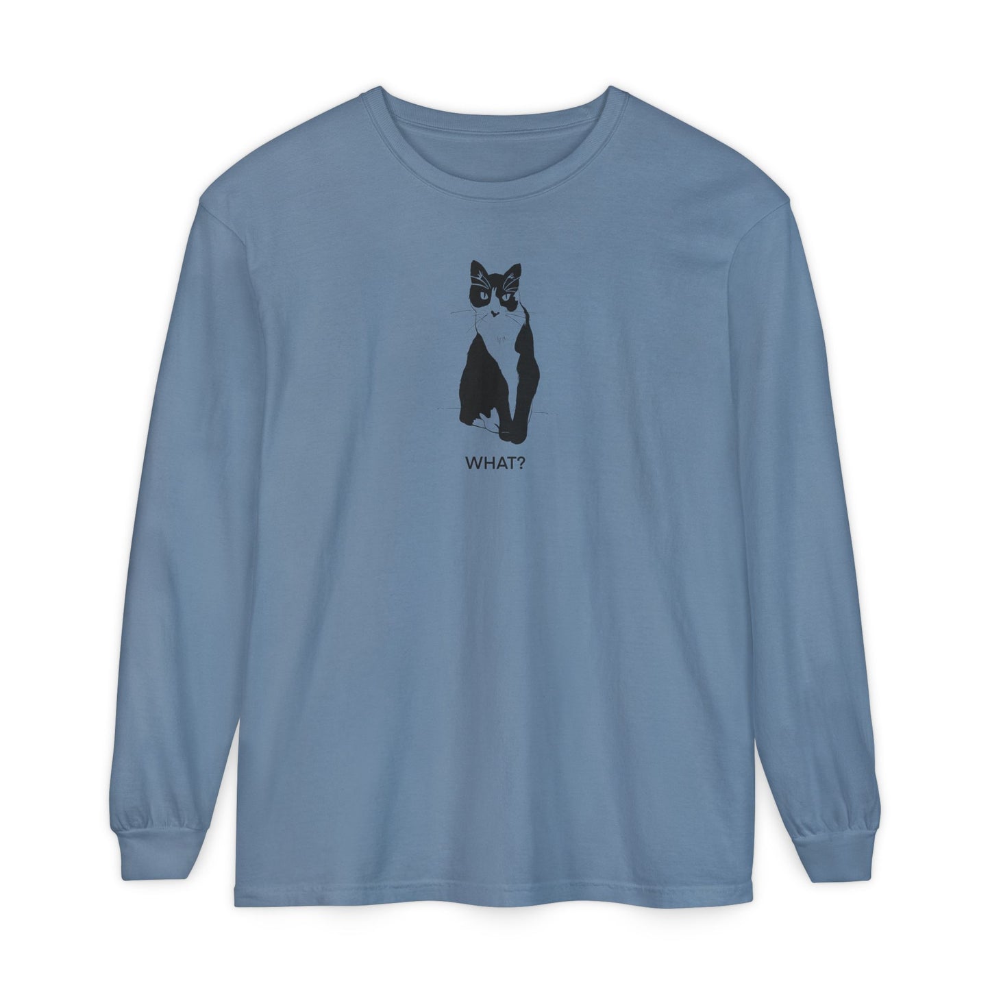 Cattitude Long Sleeve Tee (Transparent Style Cat) - Cat What Shirt