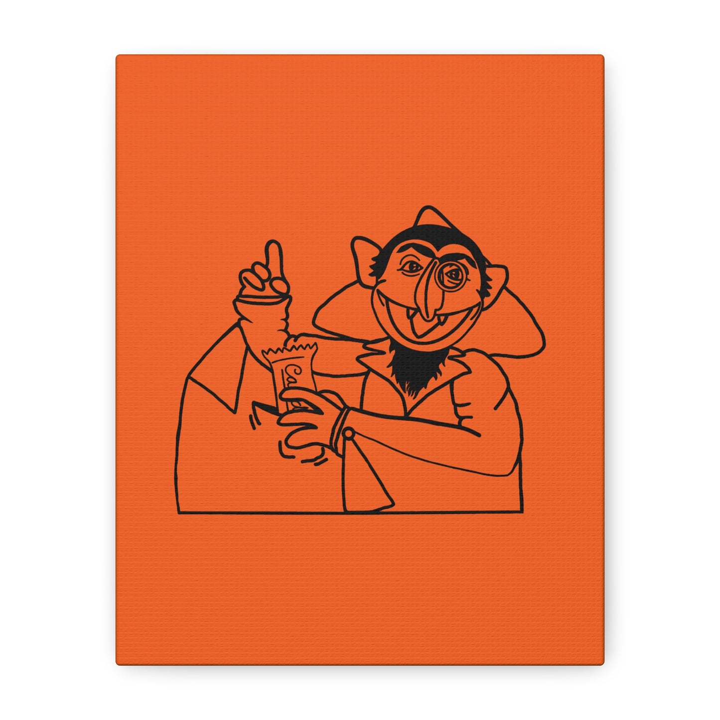 The Count Stealing Candy Outline Canvas Print Orange - Sesame Street The Count Parody Art Print