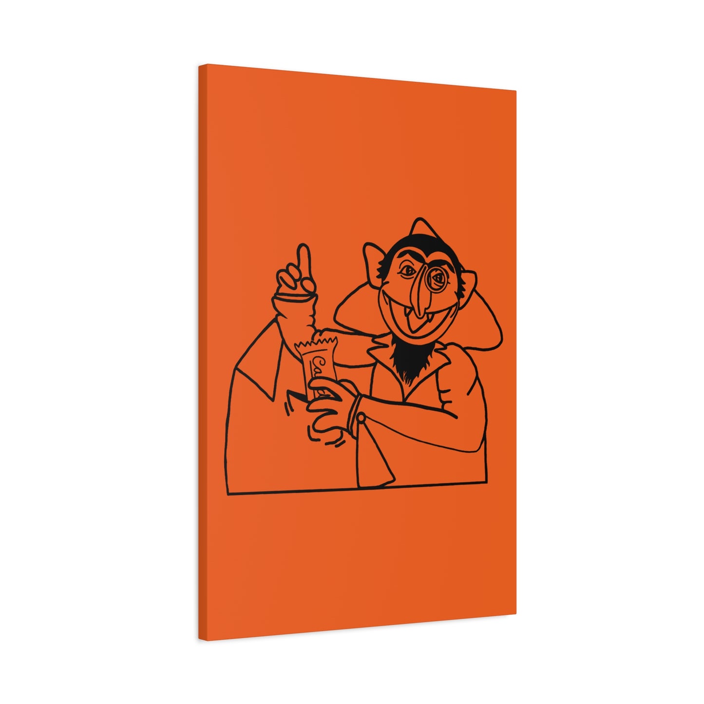 The Count Stealing Candy Outline Canvas Print Orange - Sesame Street The Count Parody Art Print