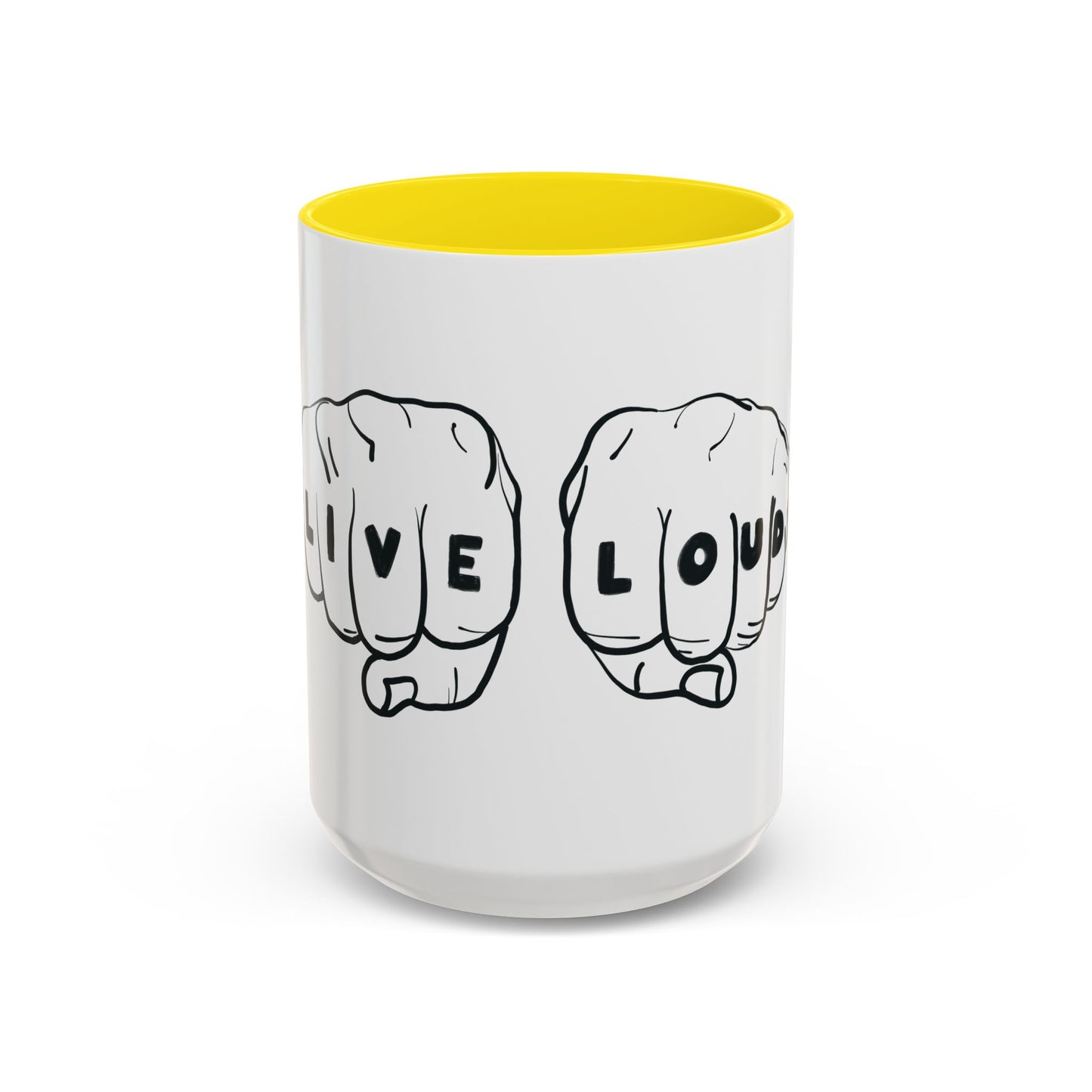 Live Loud Knuckle Tats Tattooed Fists Accent Mug