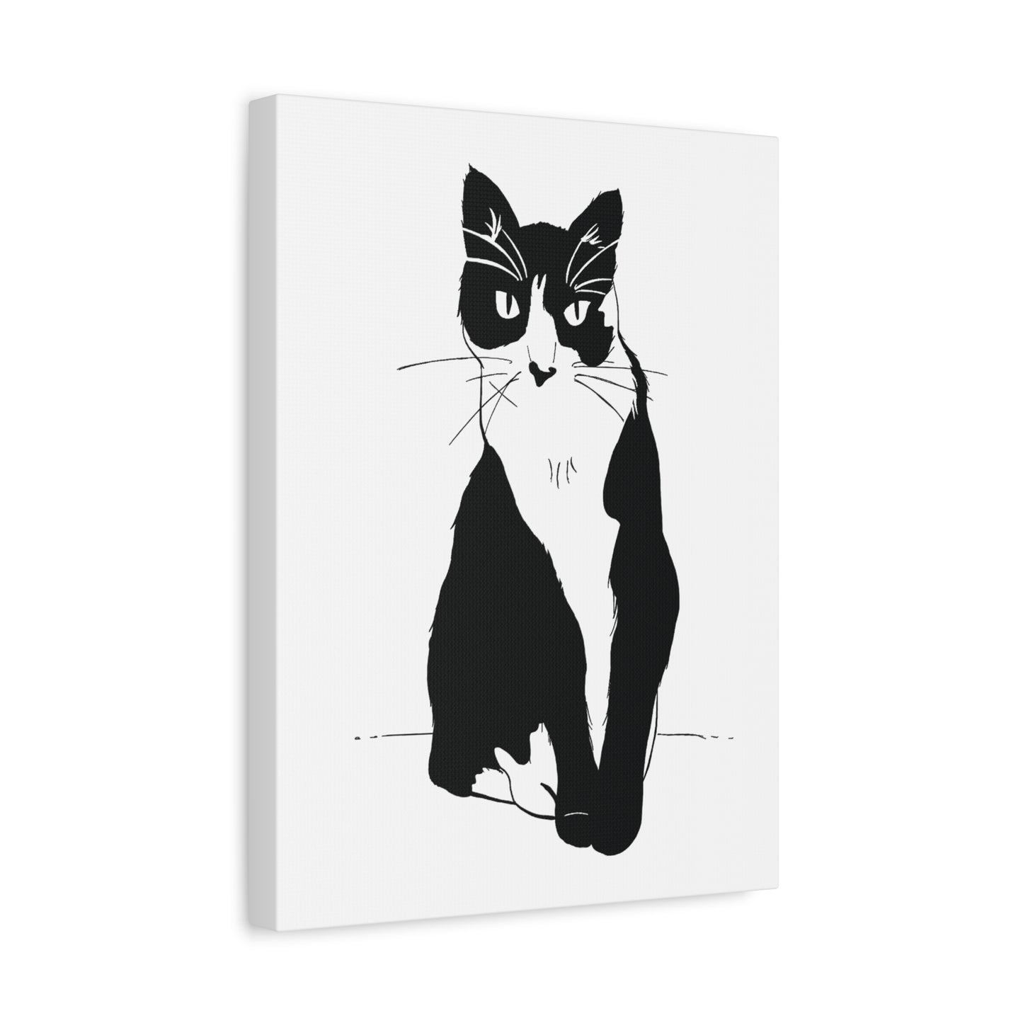 Cat Canvas Print on White (Transparent Style Cat) - Cat Drawing Art