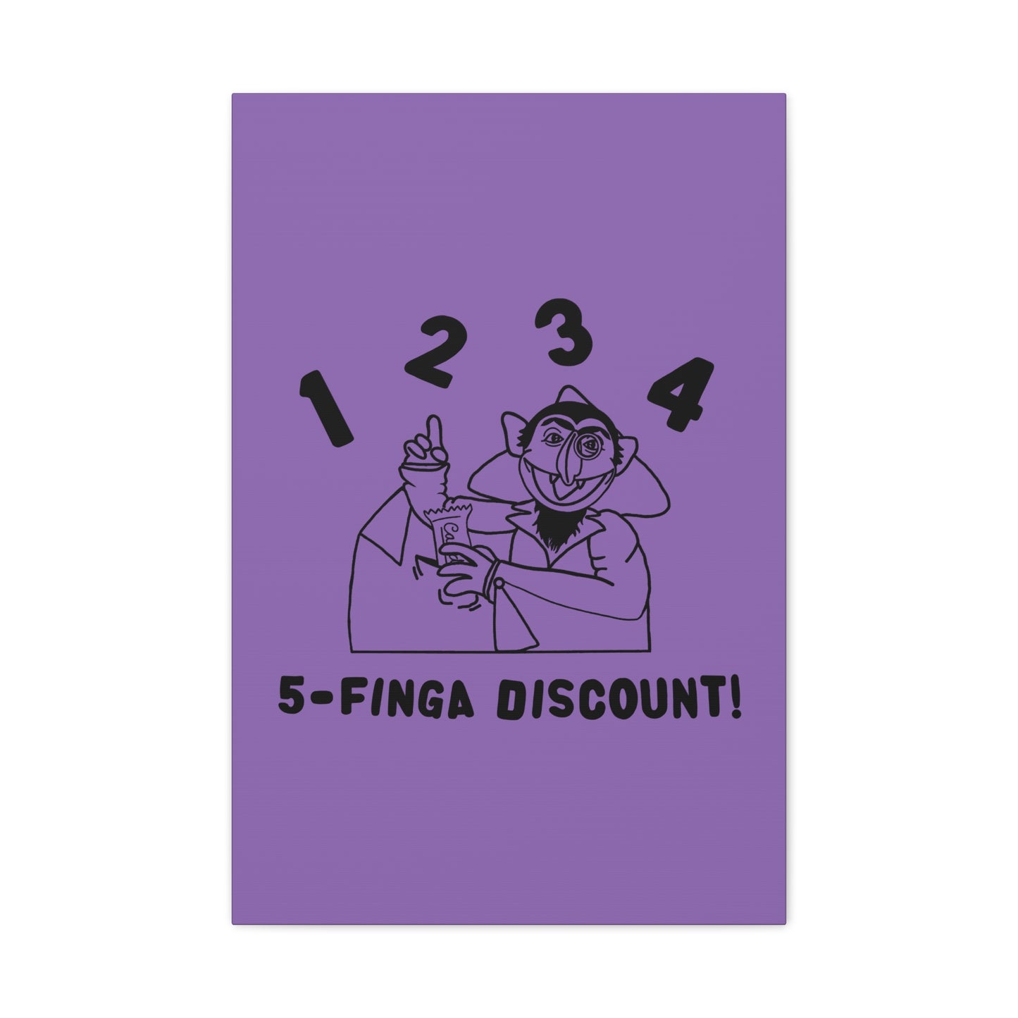 Five Finger Discount Outline Canvas Print Light Purple - Sesame Street The Count Parody Art Print