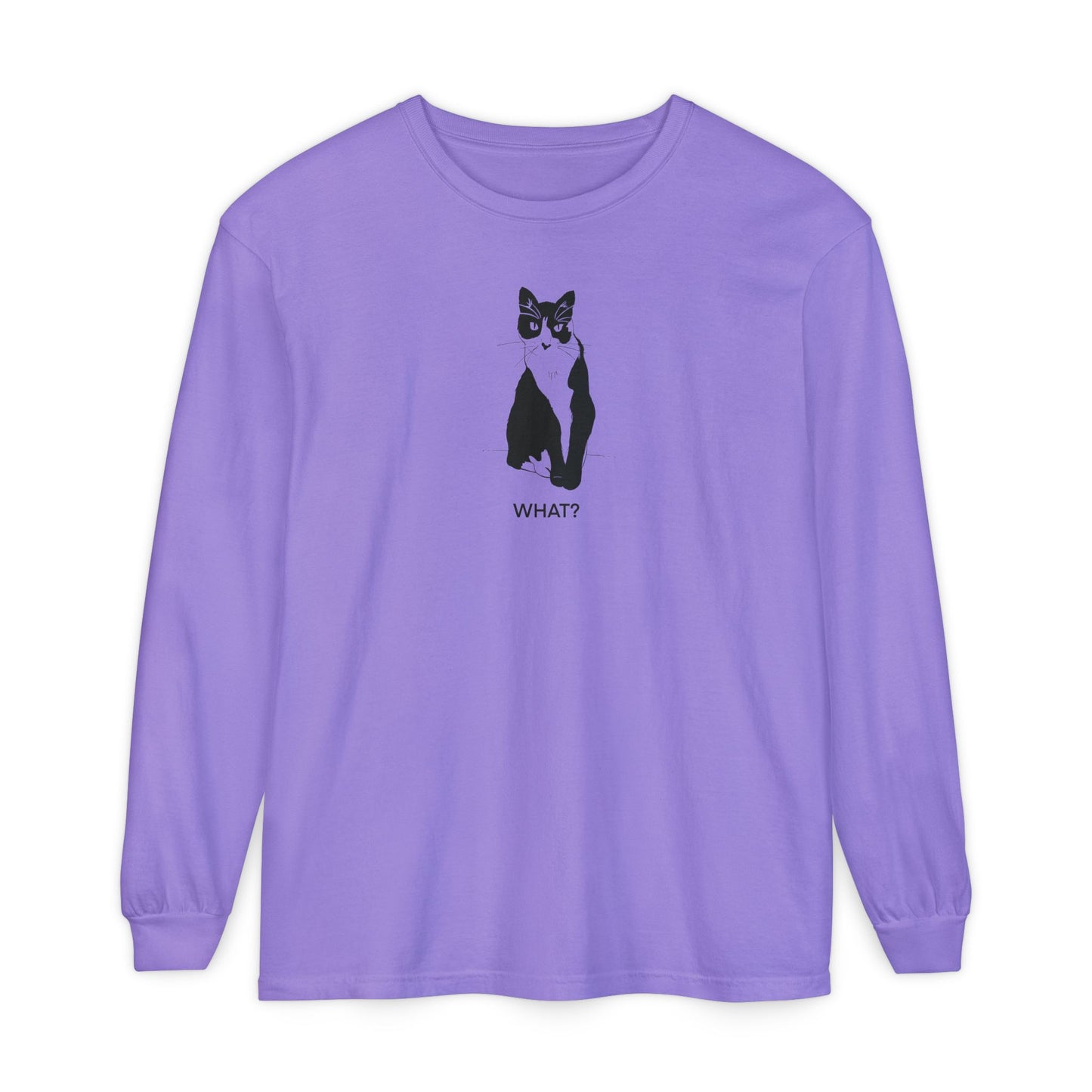 Cattitude Long Sleeve Tee (Transparent Style Cat) - Cat What Shirt