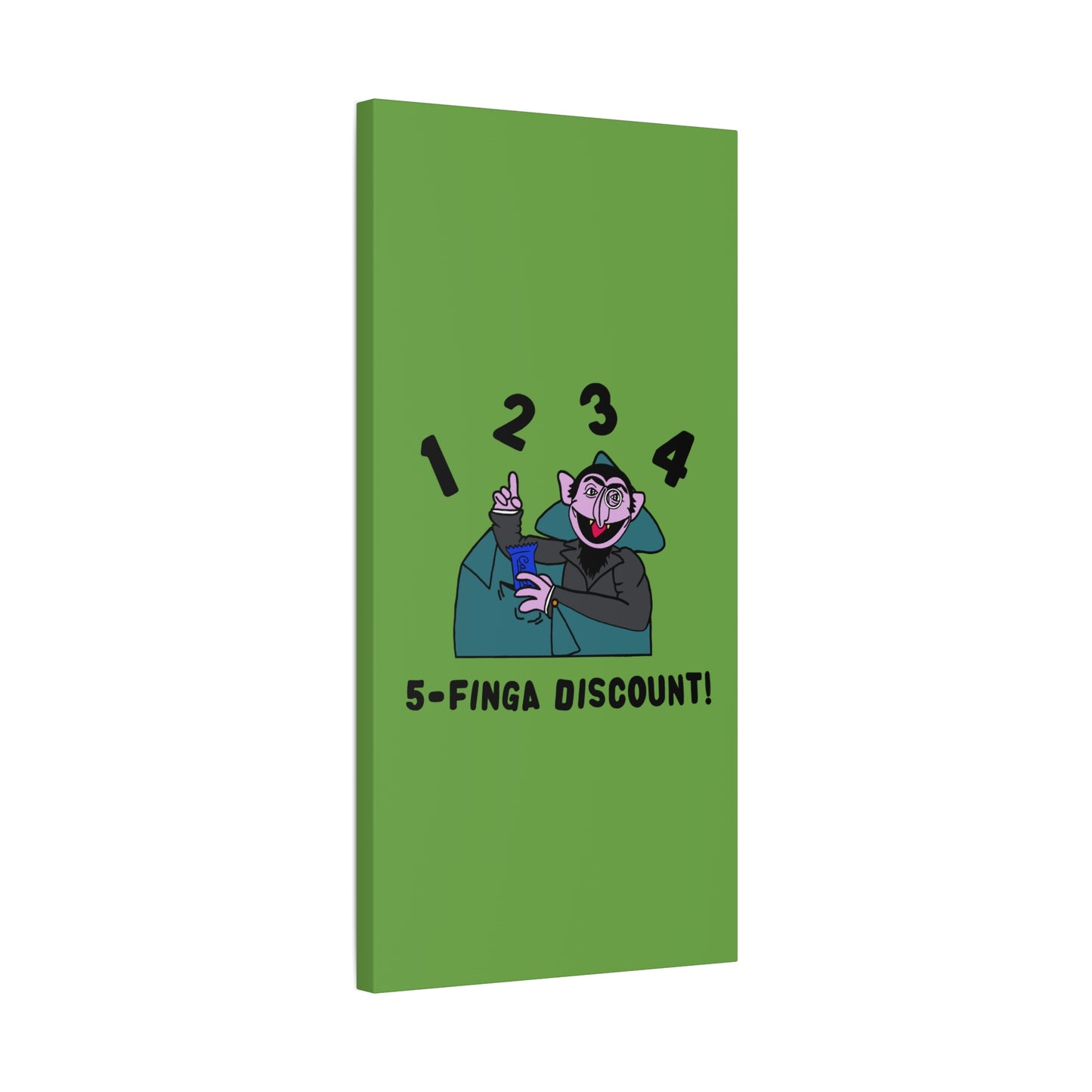 Five Finger Discount Canvas Print Green - Sesame Street The Count Parody Art Print