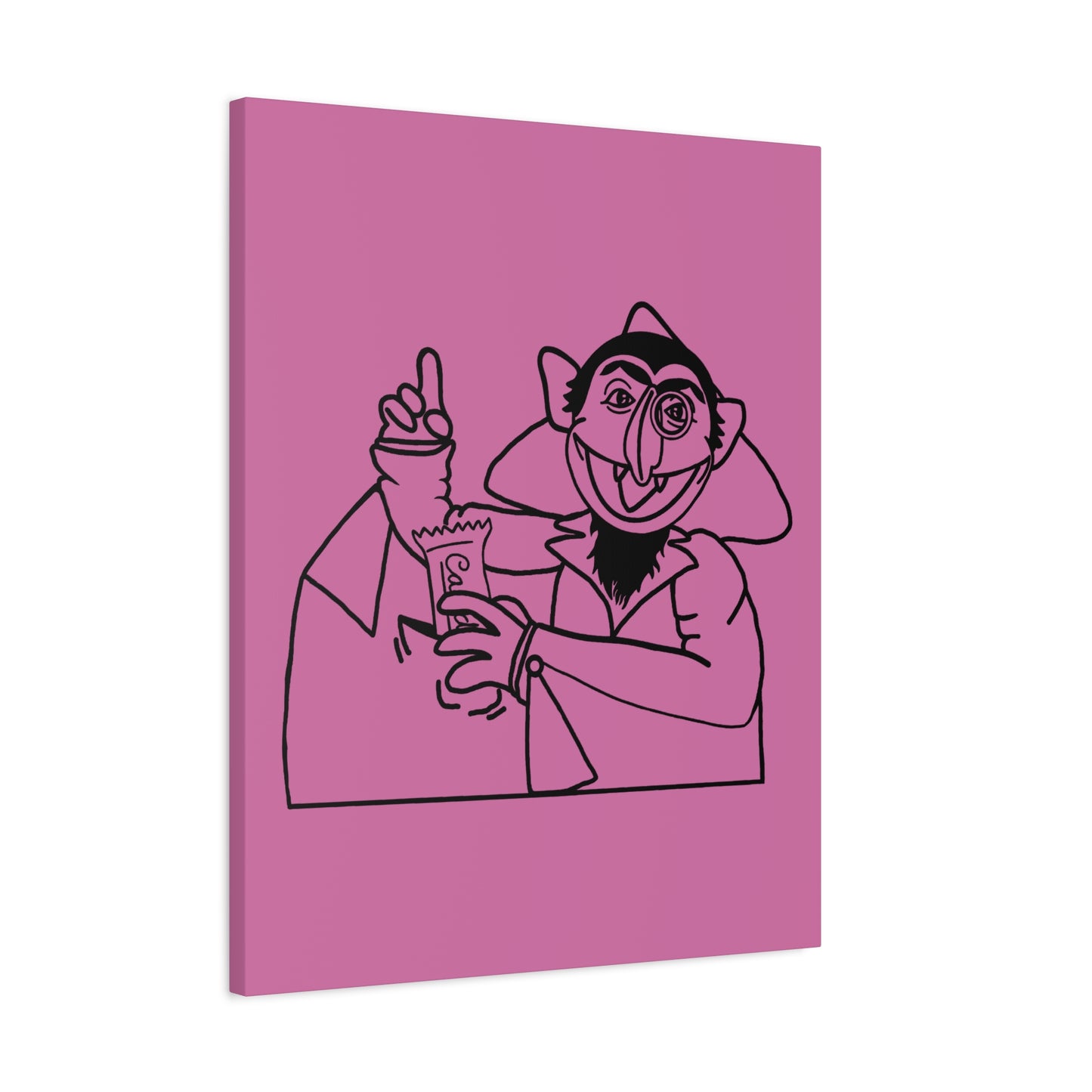 The Count Stealing Candy Outline Canvas Print Light Pink - Sesame Street The Count Parody Art