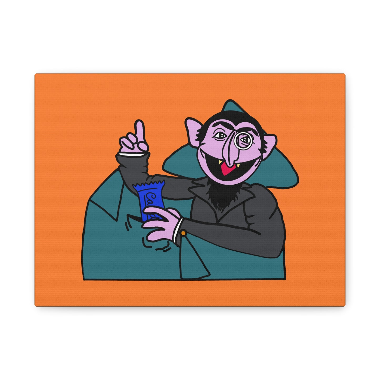The Count Stealing Candy Canvas Print Orange - Sesame Street The Count Parody Art