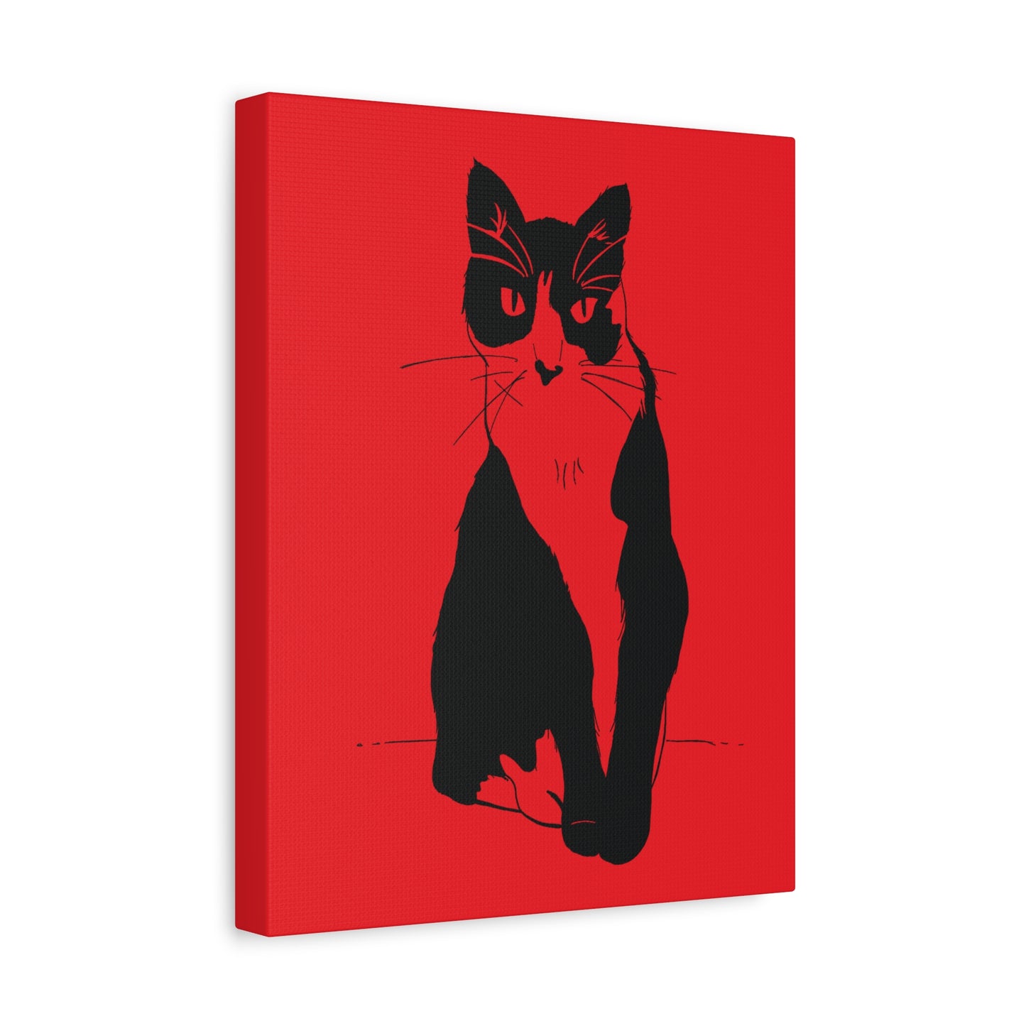 Cat Canvas Print on Red (Transparent Style Cat) - Cat Drawing Art