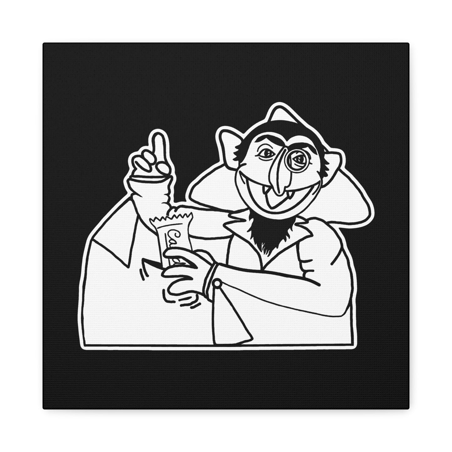 The Count Stealing Candy Outline Canvas Print Black - Sesame Street The Count Parody Canvas Art