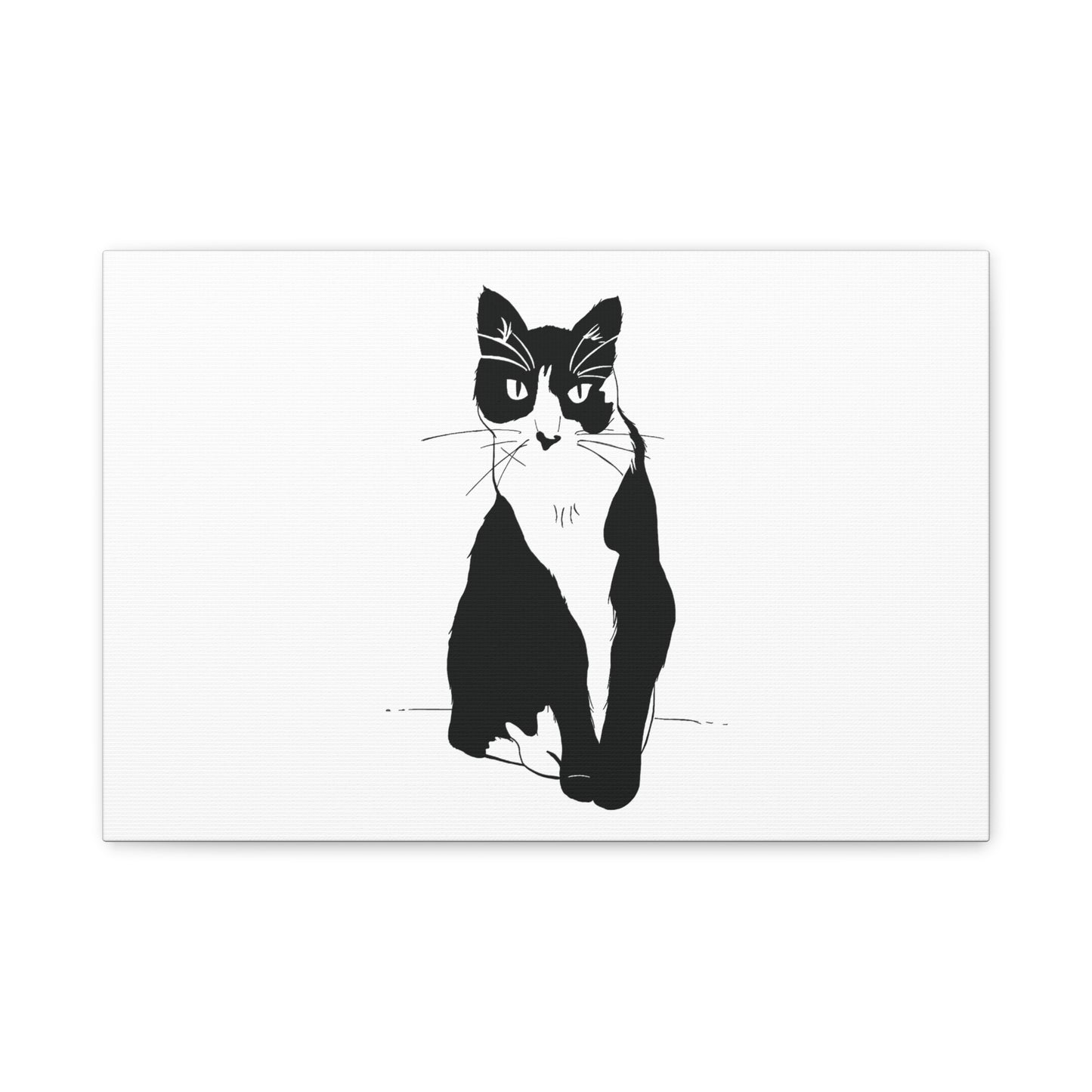 Cat Canvas Print on White (Transparent Style Cat) - Cat Drawing Art