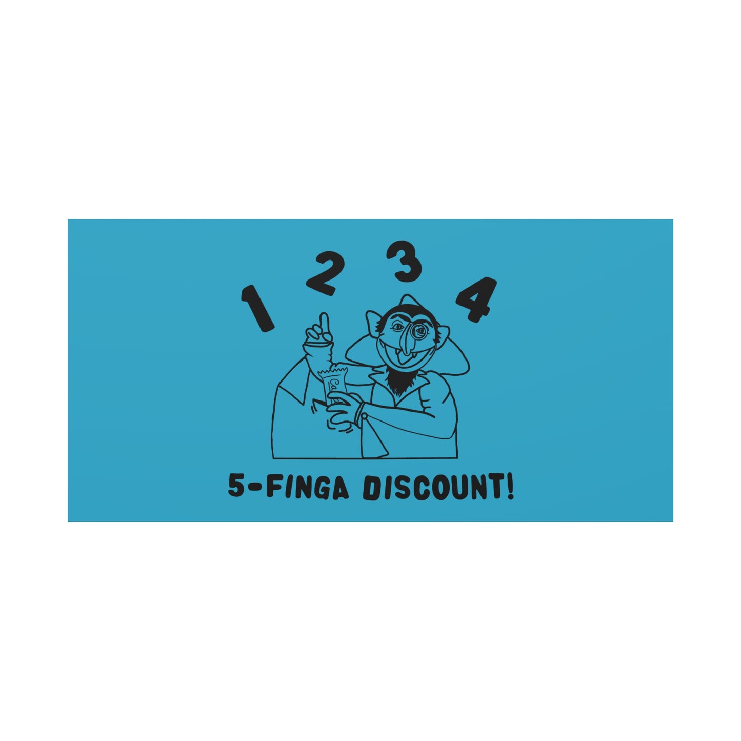 Five Finger Discount Outline Canvas Print Turquoise - Sesame Street The Count Parody Art Print