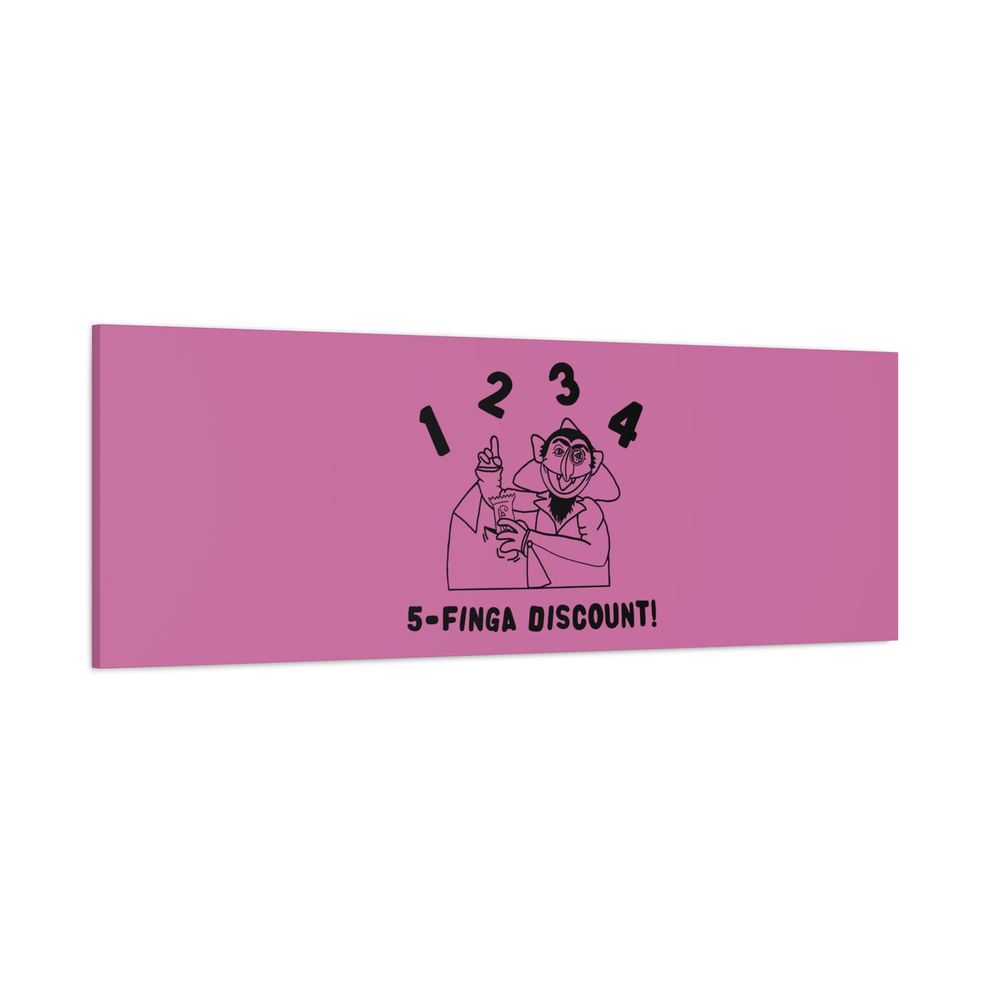 Five Finger Discount Outline Canvas Print Light Pink - Sesame Street The Count Parody Art Print