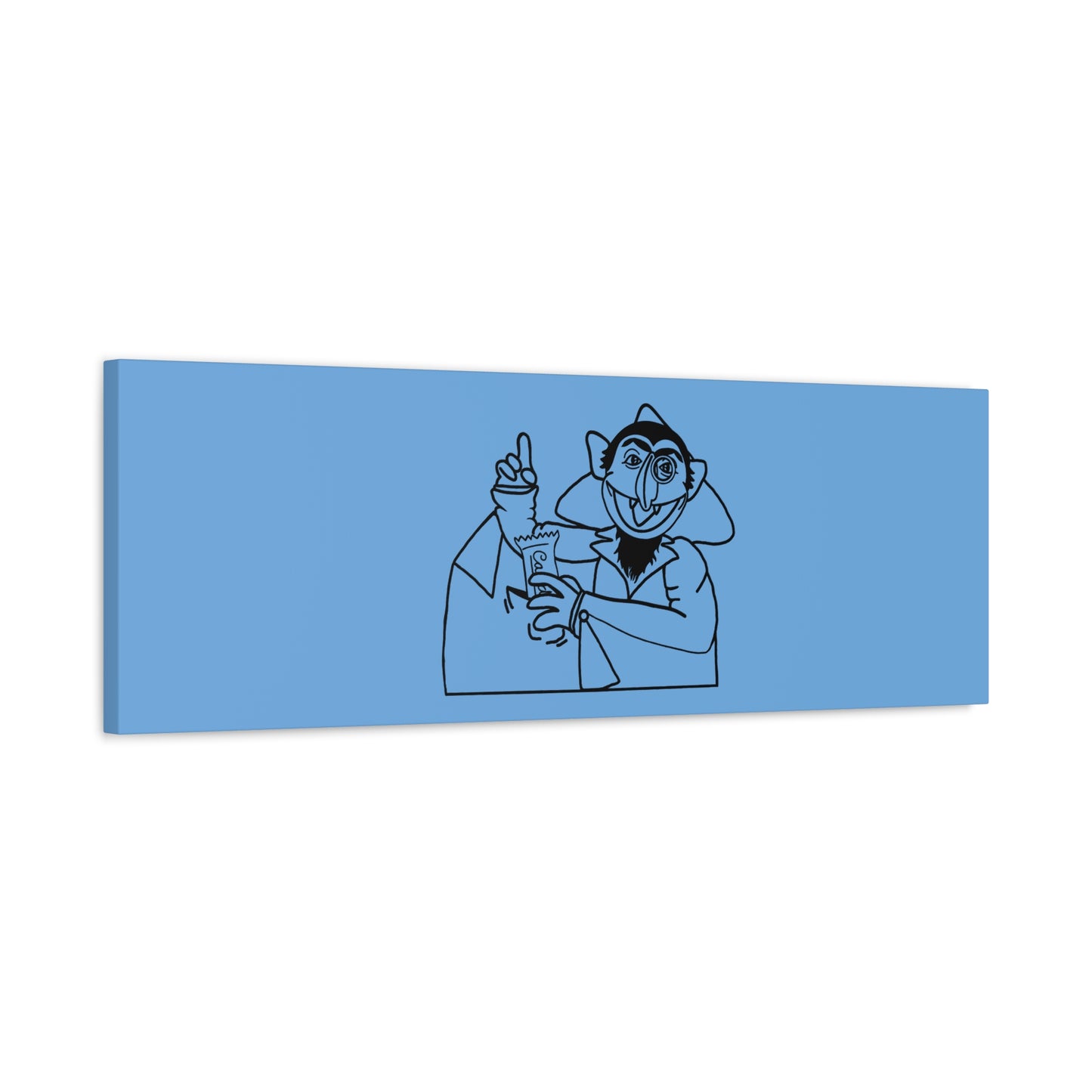 The Count Stealing Candy Outline Canvas Print Light Blue - Sesame Street The Count Parody Art