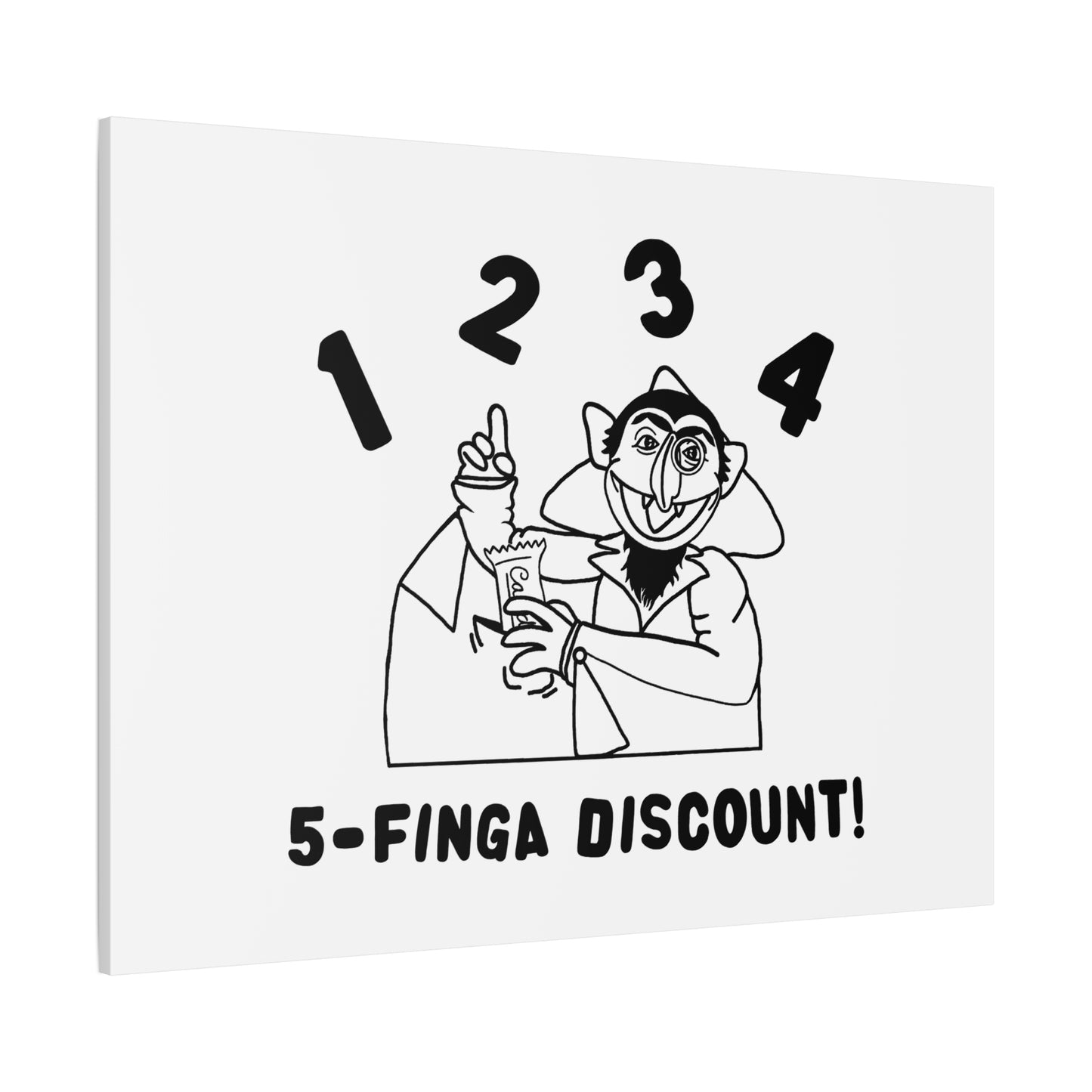 Five Finger Discount Outline Canvas Print White - Sesame Street The Count Parody Art Print