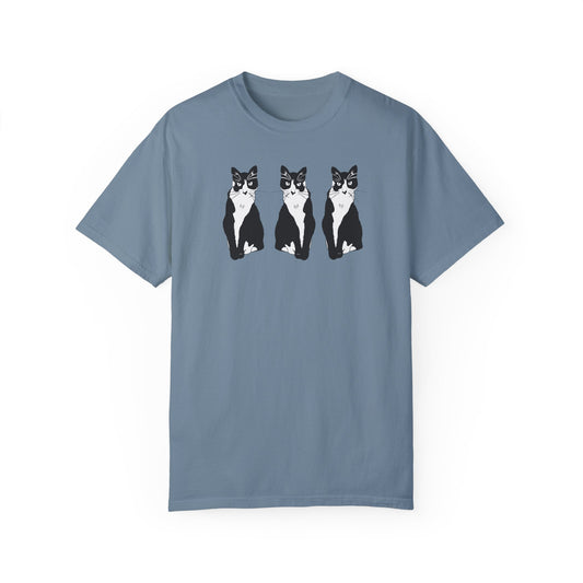 Cat x3 Tee (B&W Style Cat) - Cat Drawing Shirt