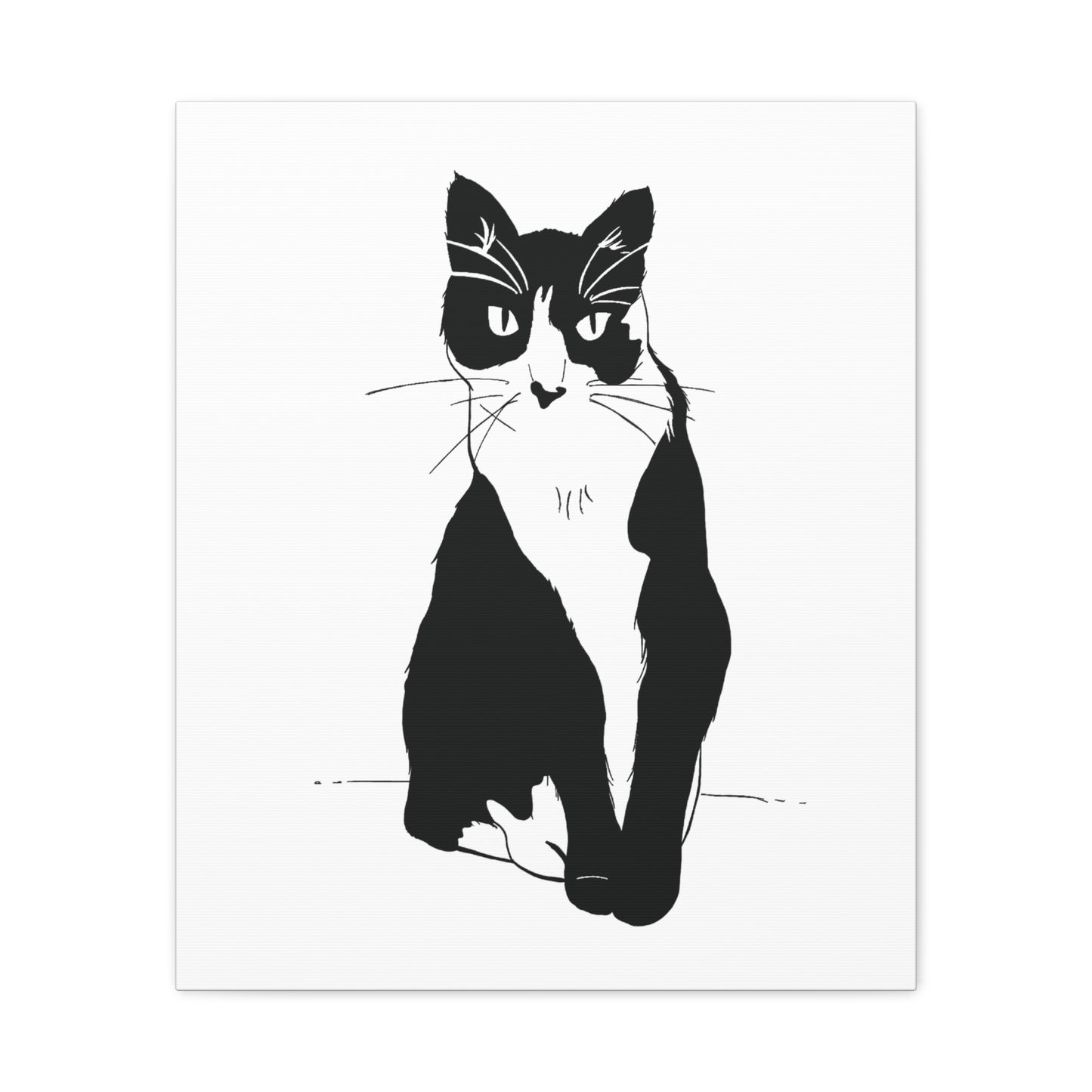 Cat Canvas Print on White (Transparent Style Cat) - Cat Drawing Art