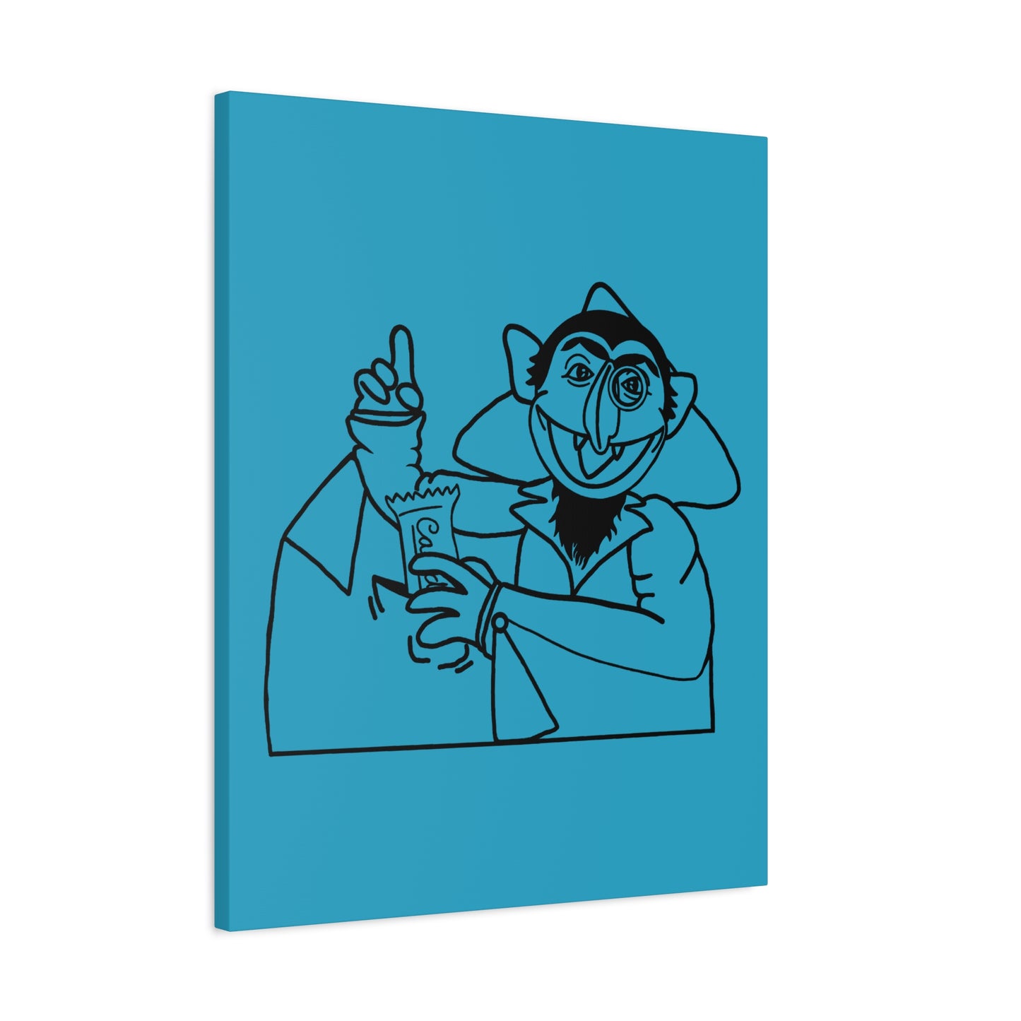 The Count Stealing Candy Outline Canvas Print Turquoise - Sesame Street The Count Art Print