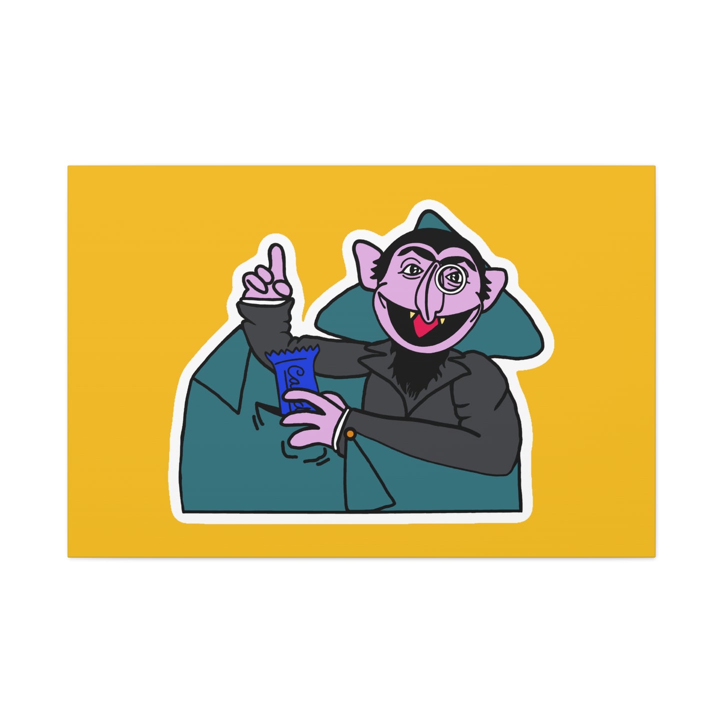 The Count Stealing Candy Canvas Print Yellow - Sesame Street The Count Parody Art
