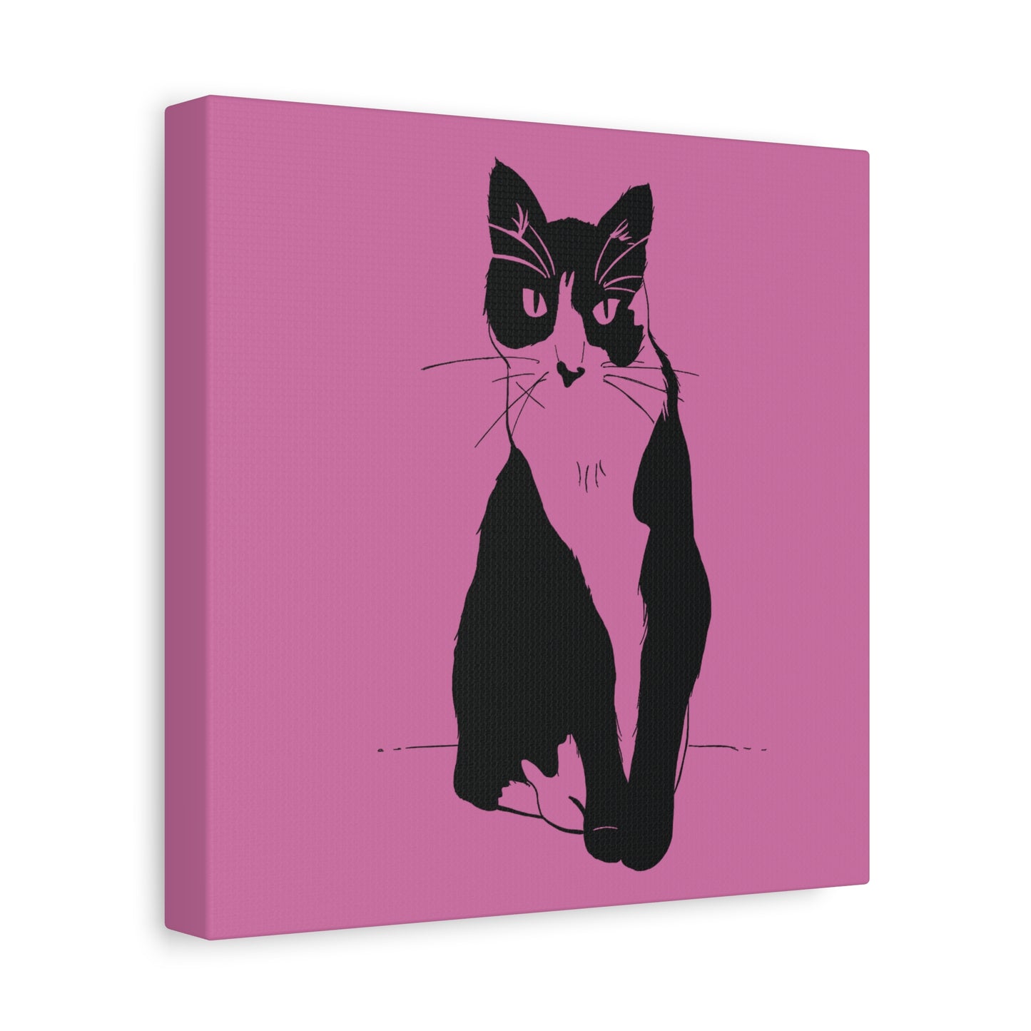 Cat Canvas Print on Pink (Transparent Style Cat) - Cat Drawing Art