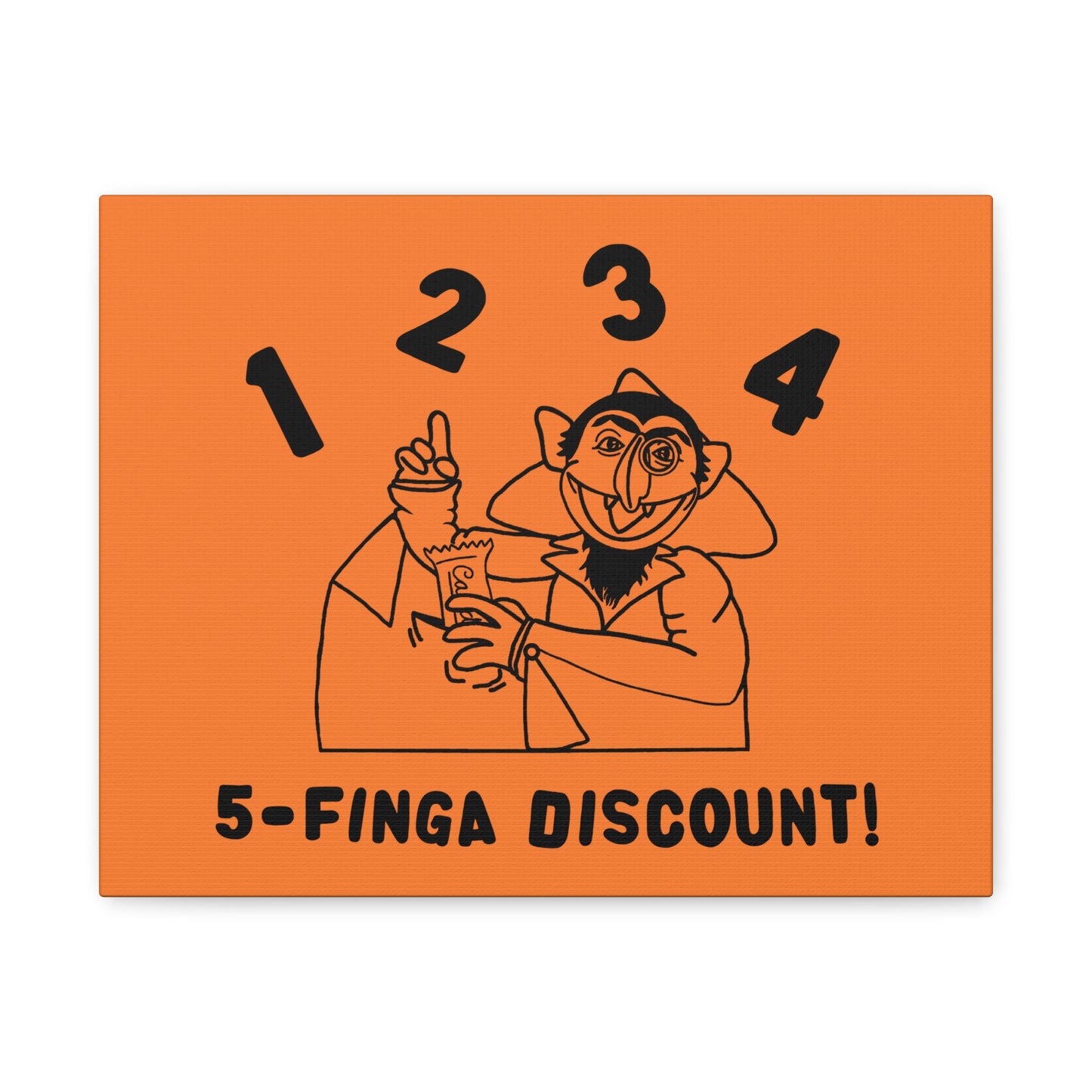 Five Finger Discount Outline Canvas Print Light Orange - Sesame Street The Count Parody Art Print