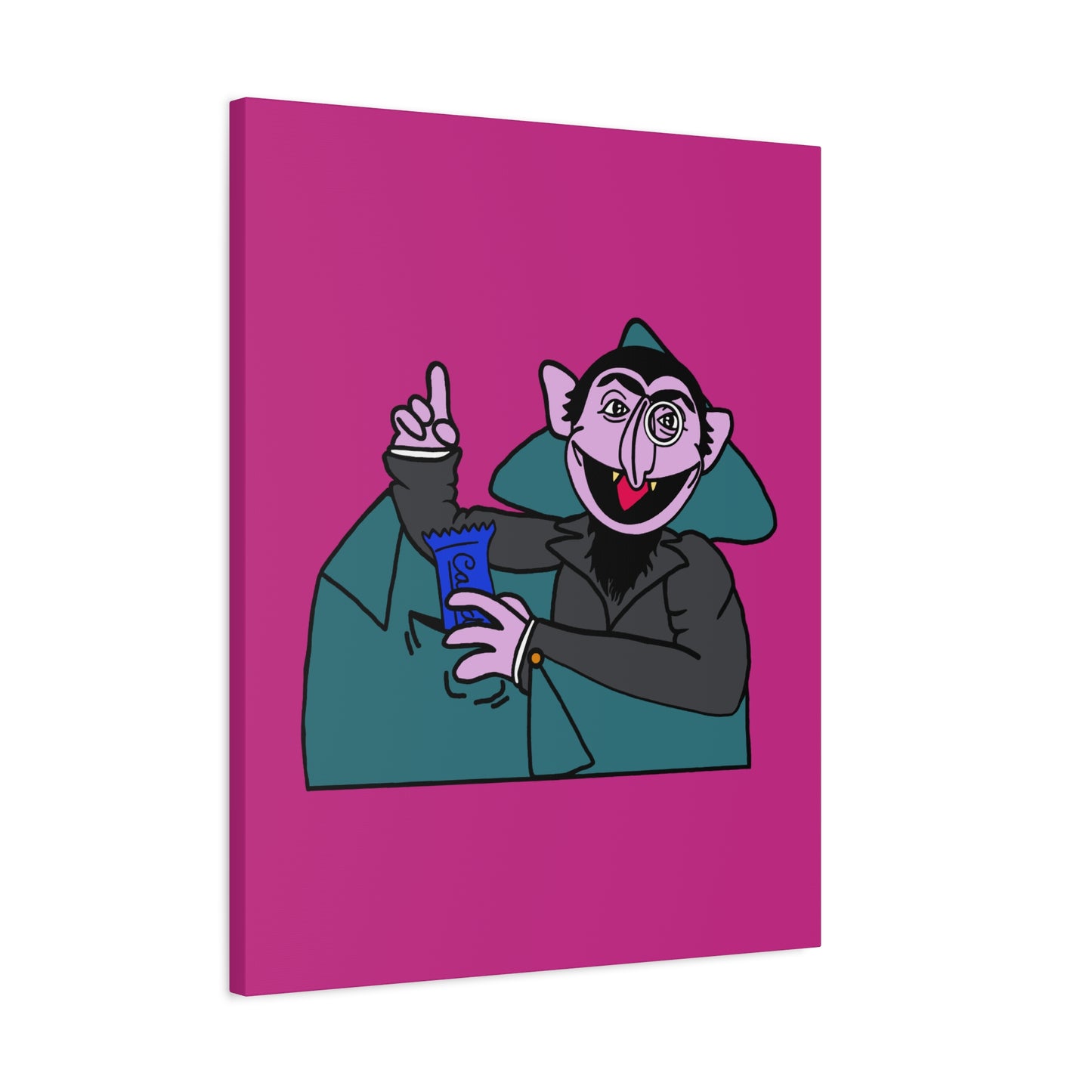 The Count Stealing Candy Canvas Print Pink - Sesame Street The Count Parody Art
