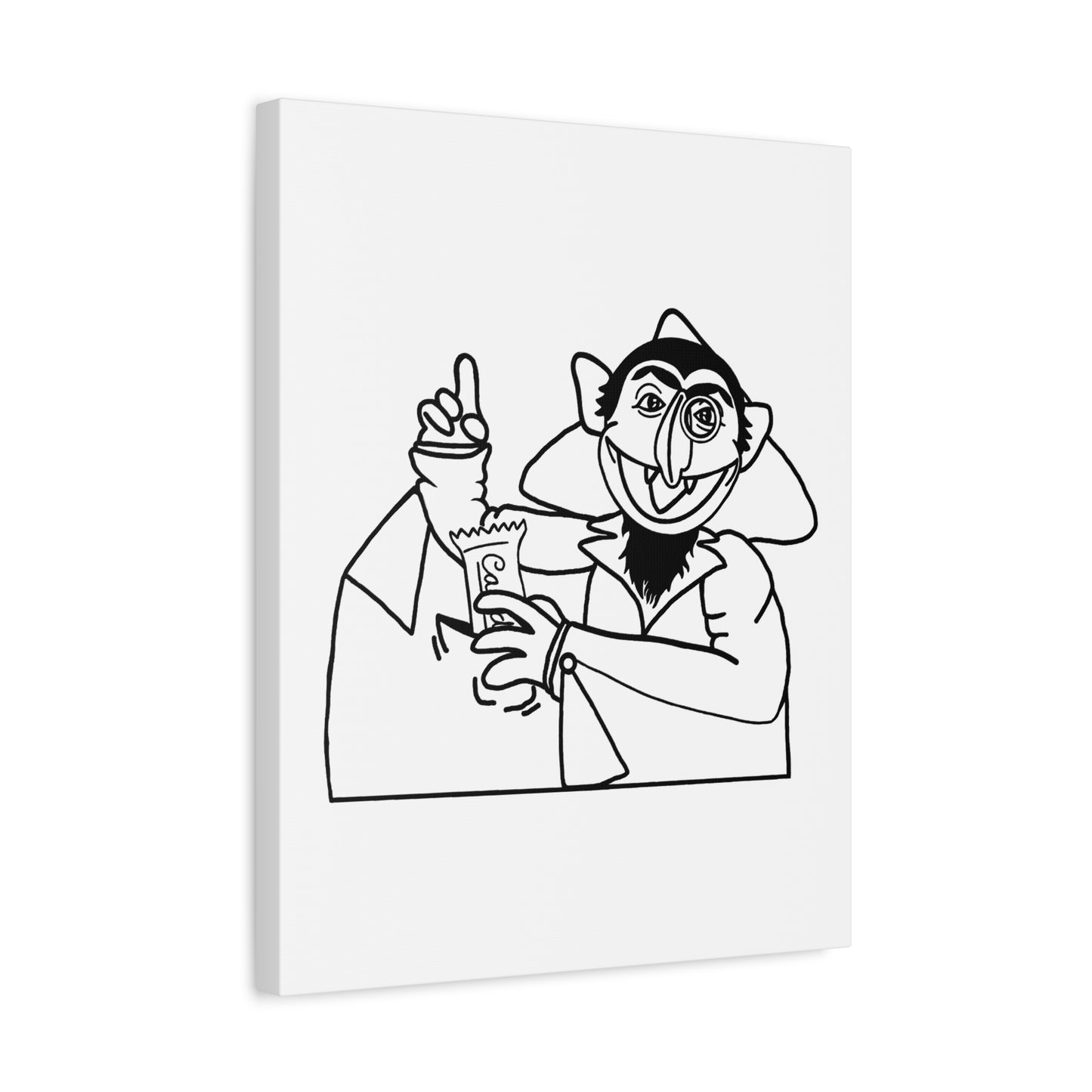 The Count Stealing Candy Outline Canvas Print White - Sesame Street The Count Parody Art