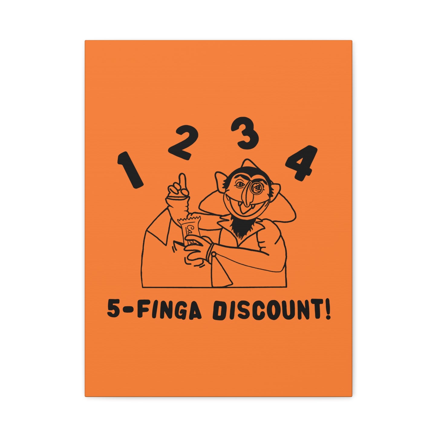 Five Finger Discount Outline Canvas Print Light Orange - Sesame Street The Count Parody Art Print