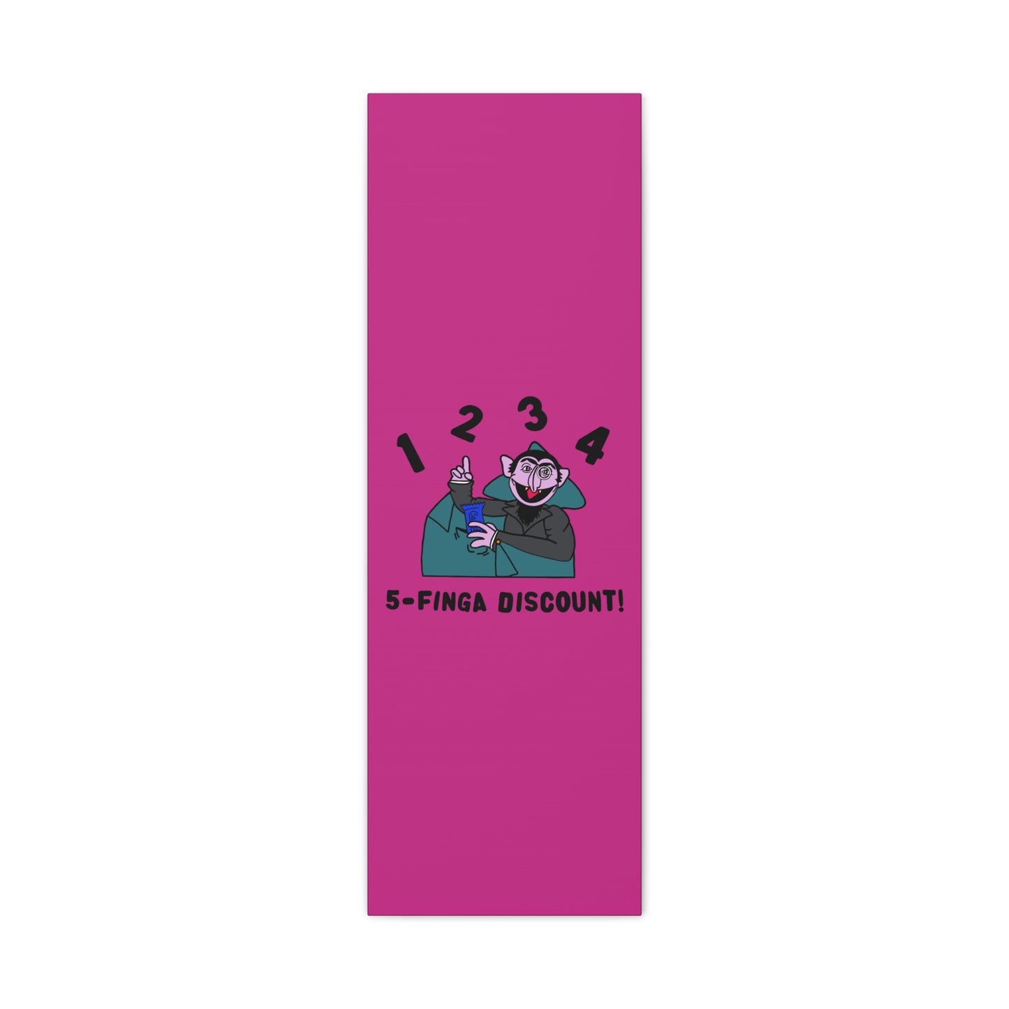 Five Finger Discount Canvas Print Pink - Sesame Street The Count Parody Art Print